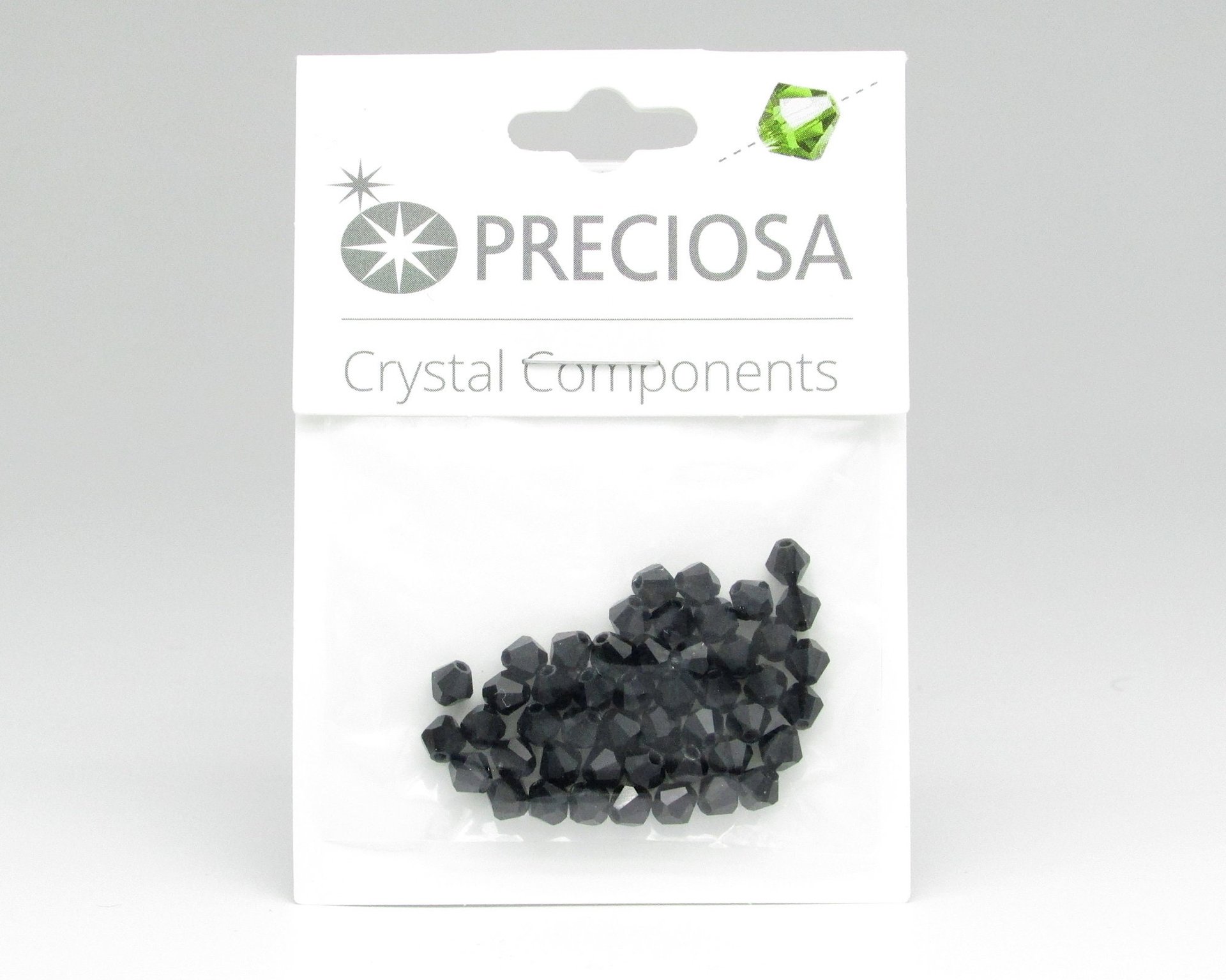 4mm Bicones, Jet Black Vintage Preciosa Crystal Beads