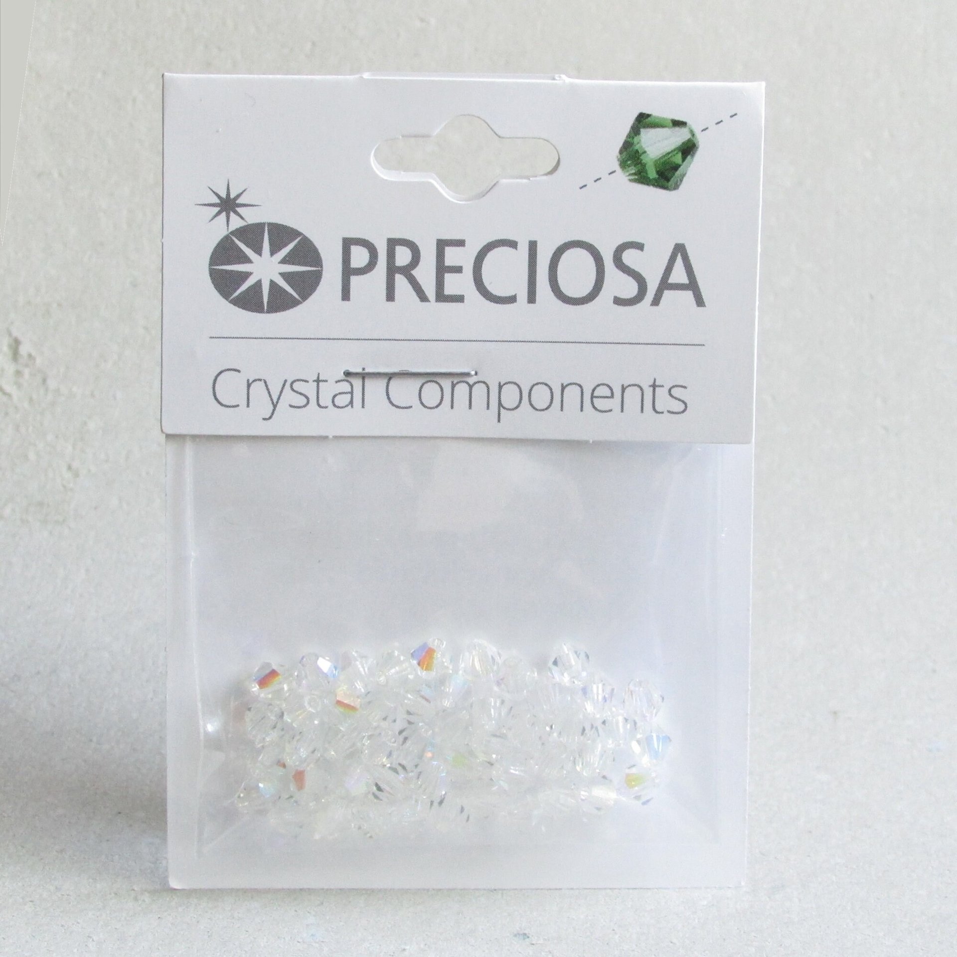 4mm Faceted Bicones, Crystal AB Vintage Preciosa Machine Cut Beads