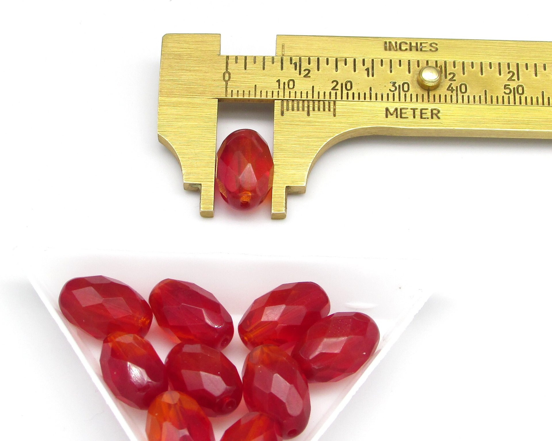 Two-Tone Red and Orange 15x10mm Faceted Oval Glass Beads