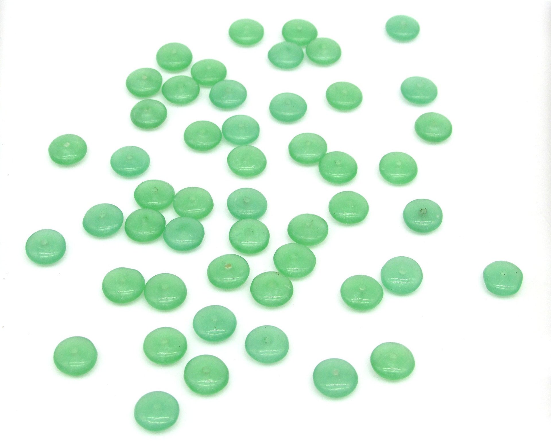 7mm Flat Rondelles, Small Front-Drilled Discs, Czech Pressed Glass Beads