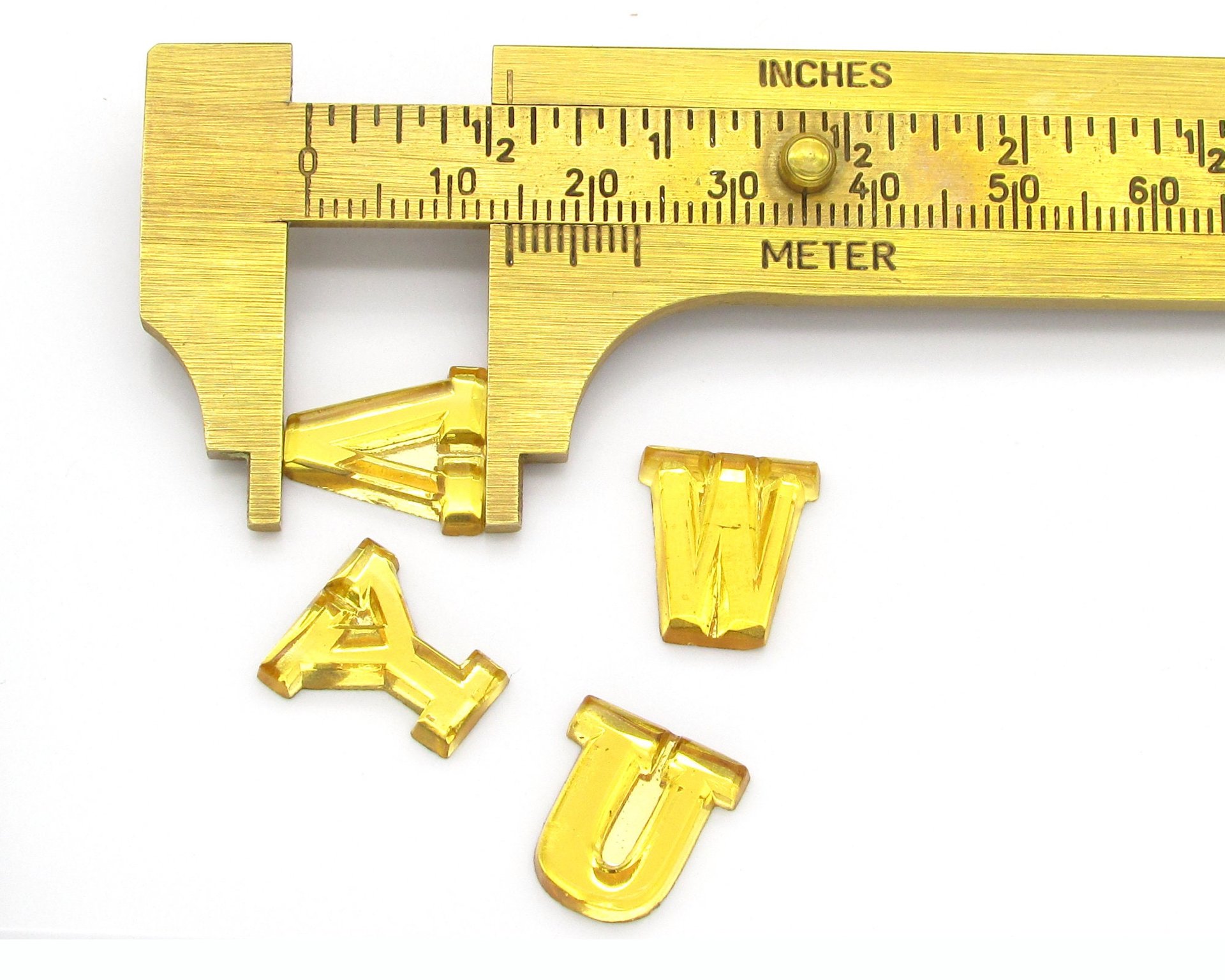 Vintage Letter Cabochon, 14.5mm Foiled Glass Initial