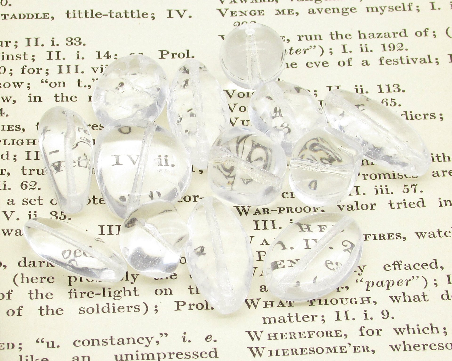 Clear Glass Bead Mix, Vintage Czech Pressed Glass