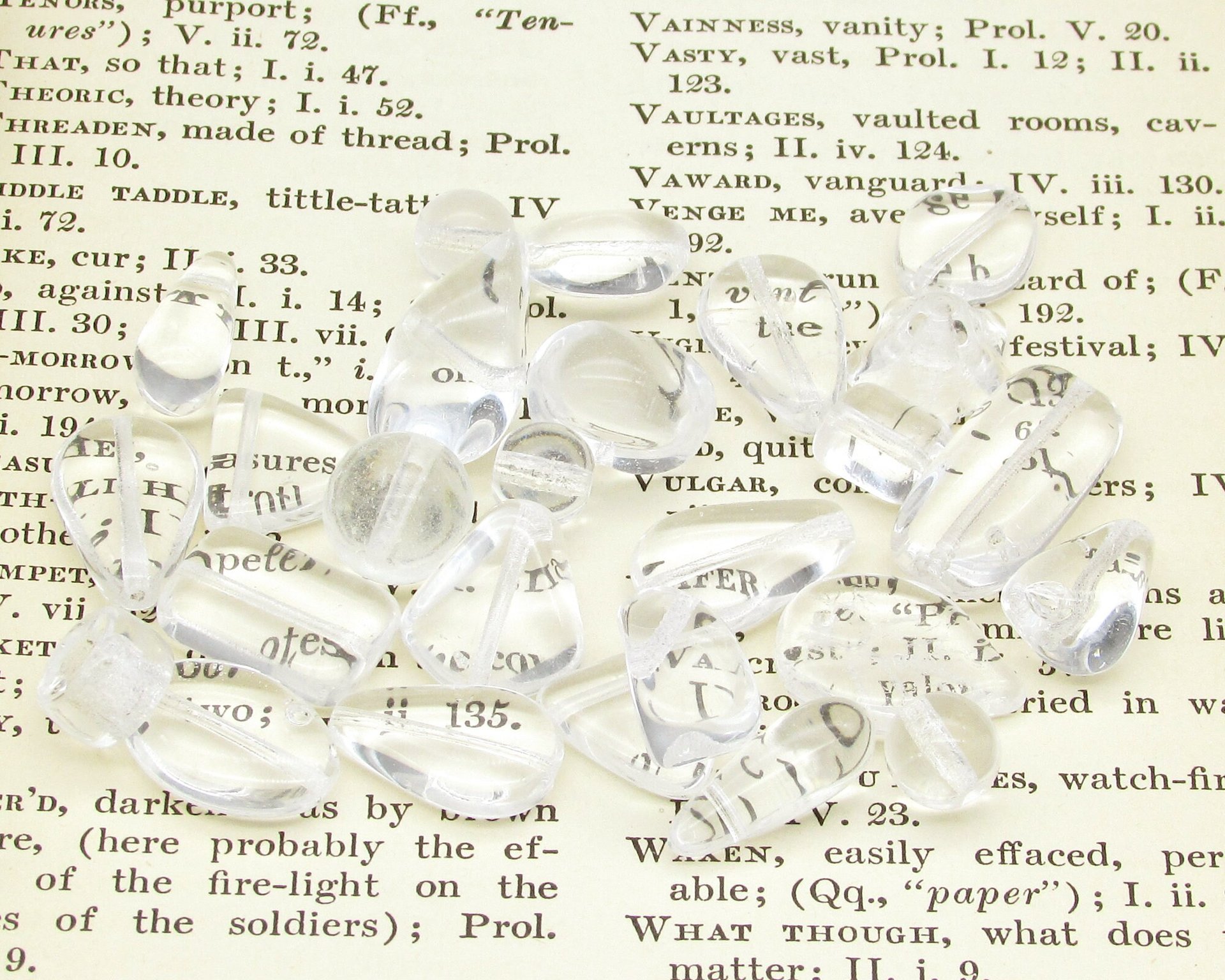 Clear Glass Bead Mix, Vintage Czech Pressed Glass