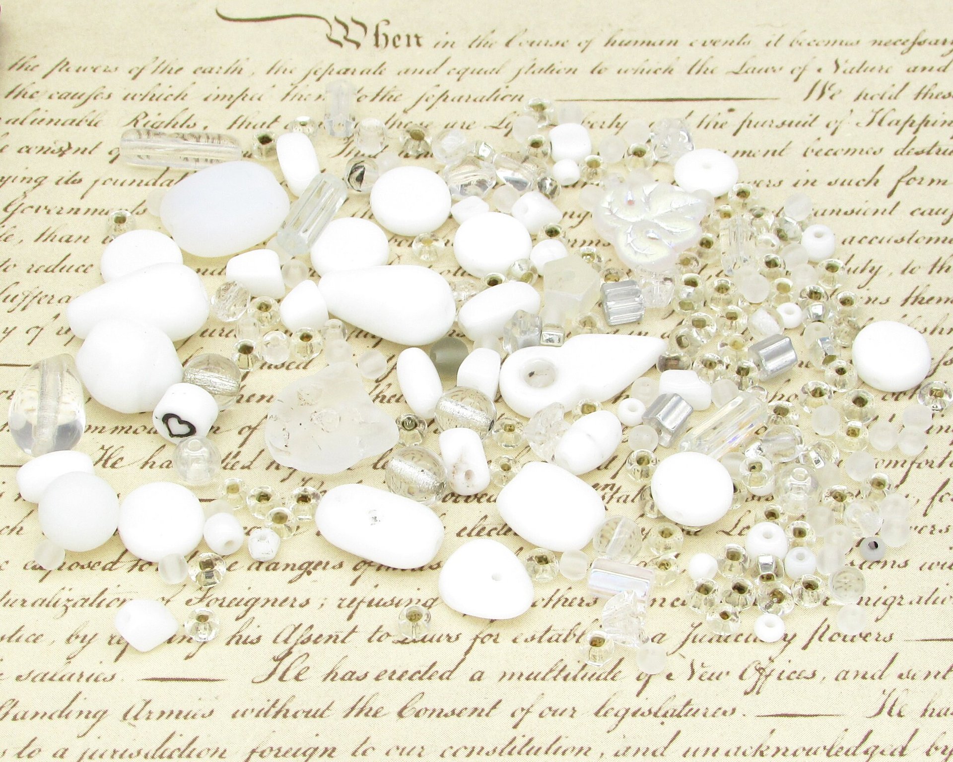 Clear Glass Bead Mix, Vintage Czech Pressed Glass