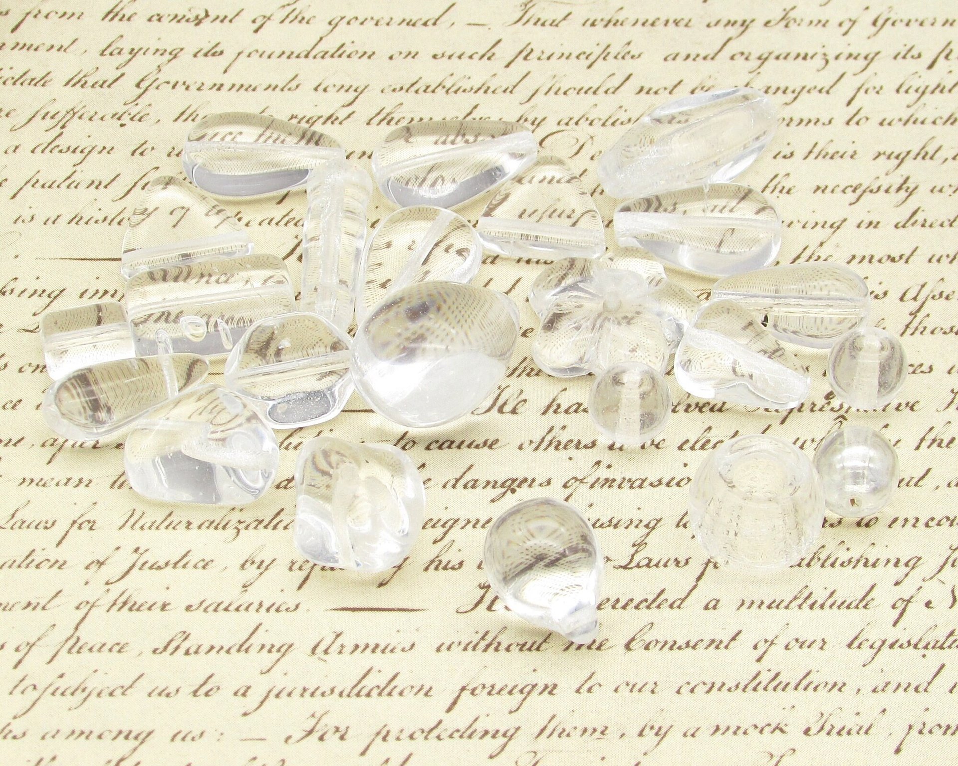 Clear Glass Bead Mix, Vintage Czech Pressed Glass