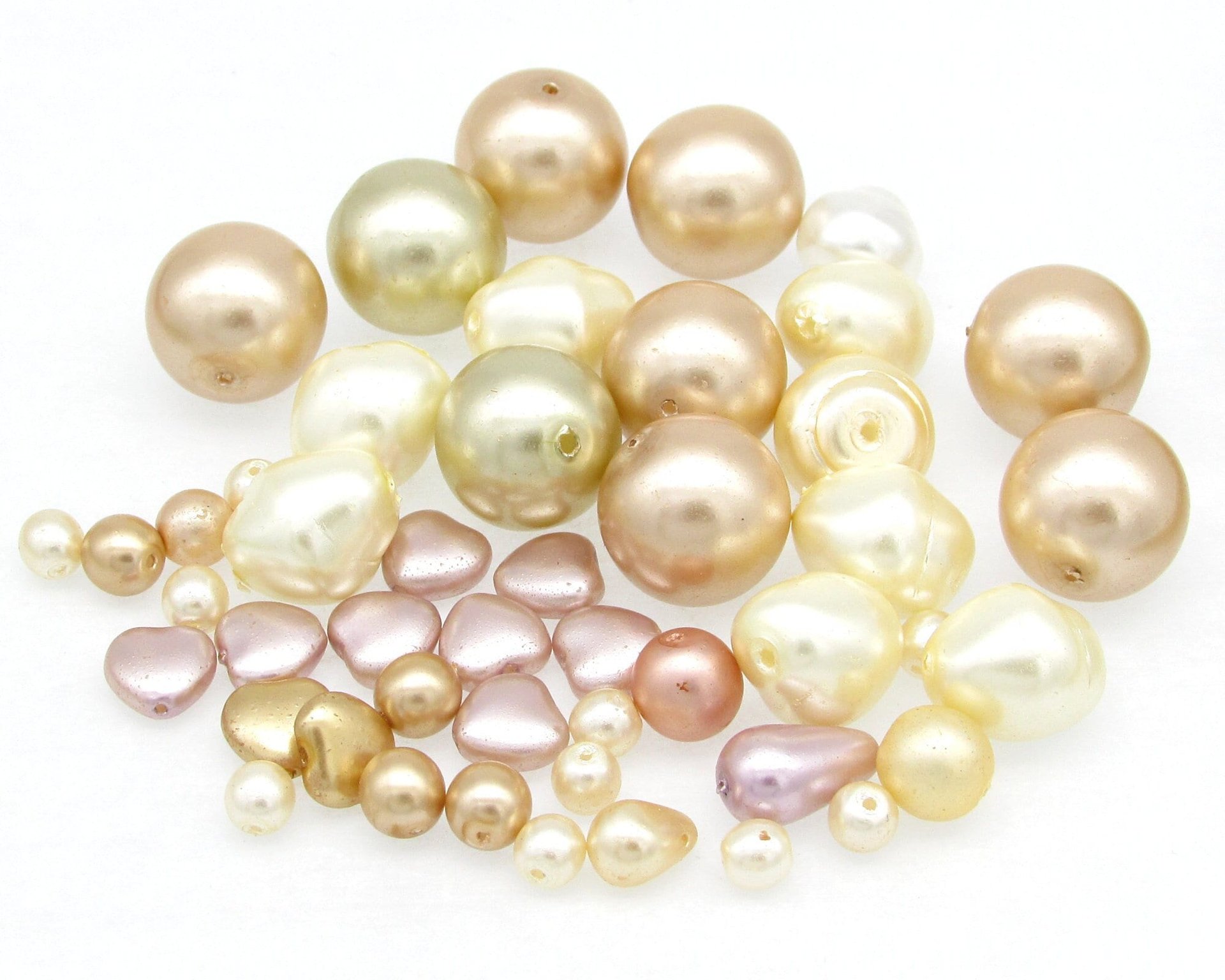 Peach Round Faux Pearl Mix, Coated Czech Glass Beads