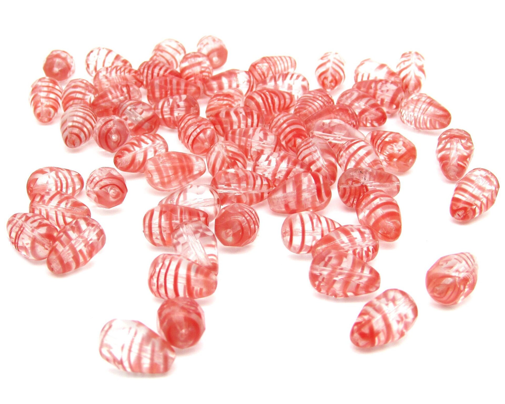 12x8mm Striped Teardrop Glass Beads (23)