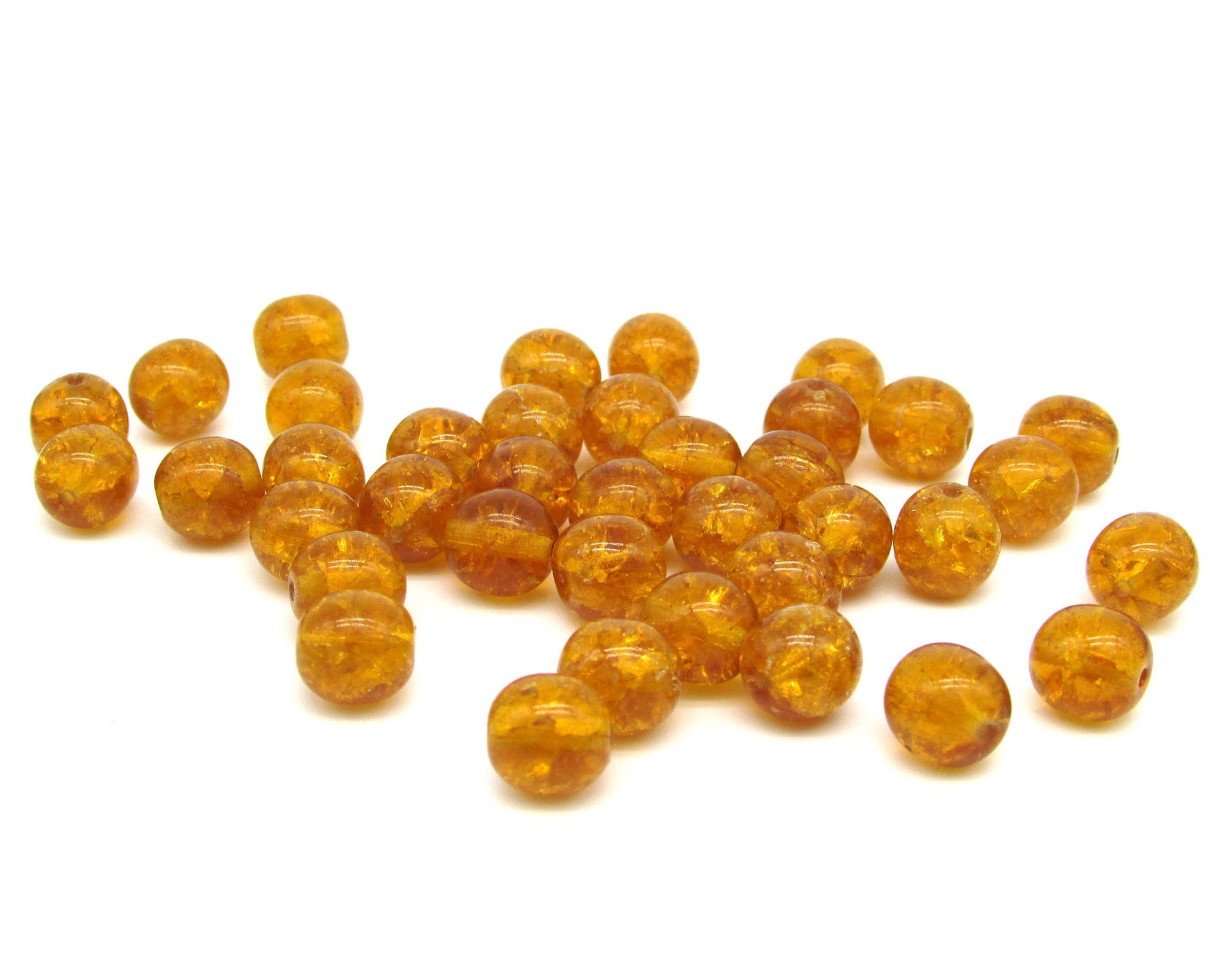 6mm Round Crackle Beads, Translucent Czech Glass Druks, Assorted Colors