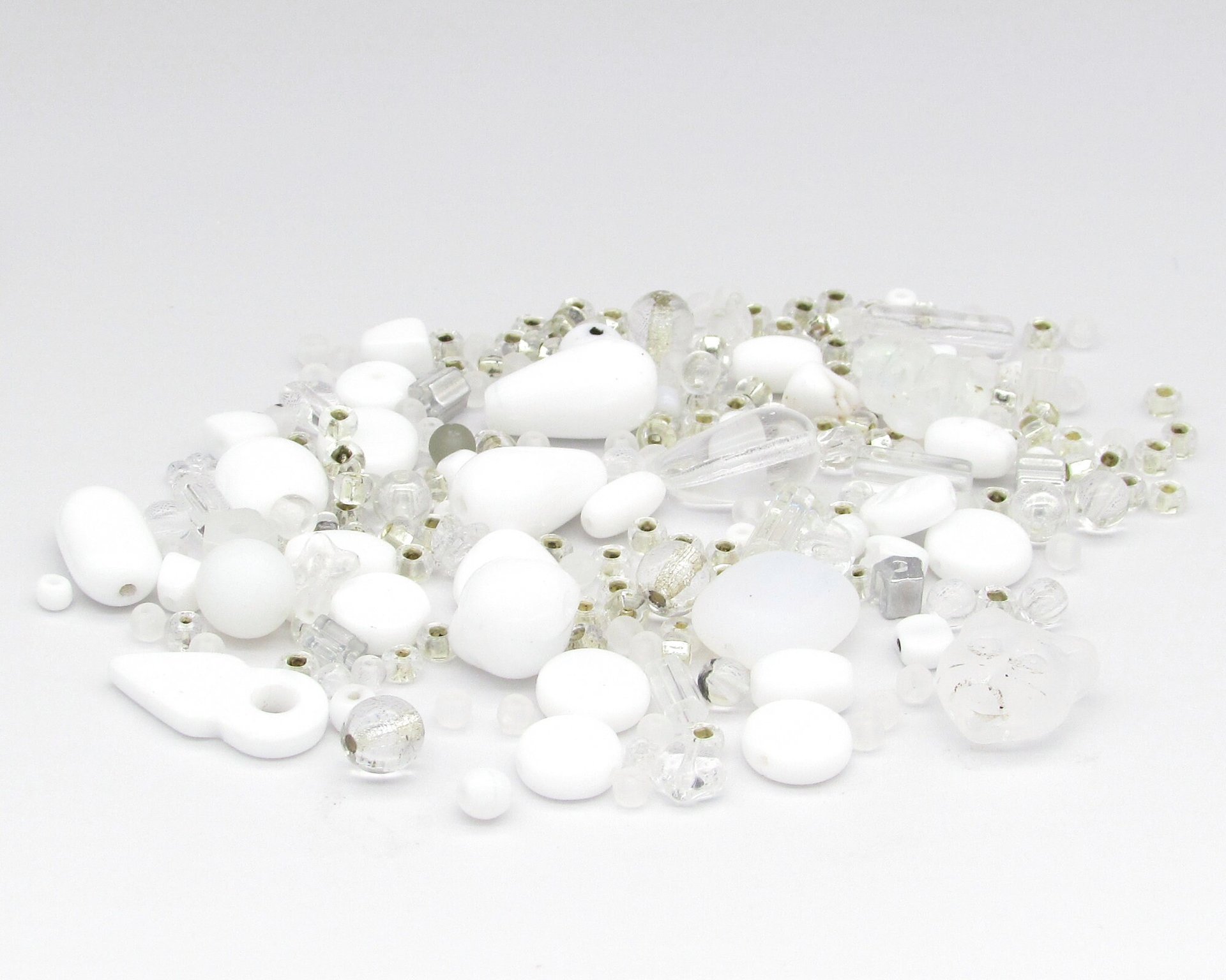 Clear Glass Bead Mix, Vintage Czech Pressed Glass