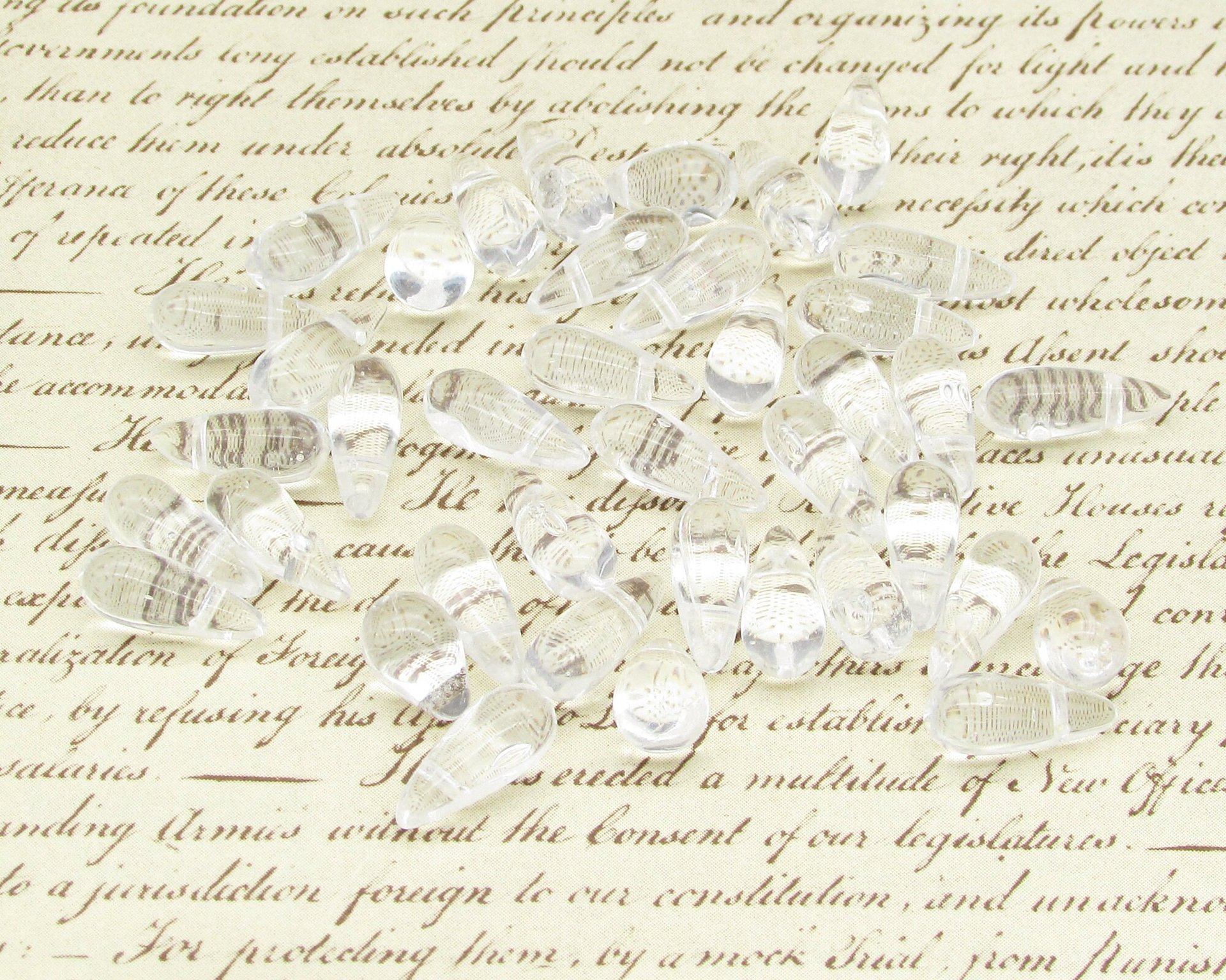 Clear Glass Bead Mix, Vintage Czech Pressed Glass