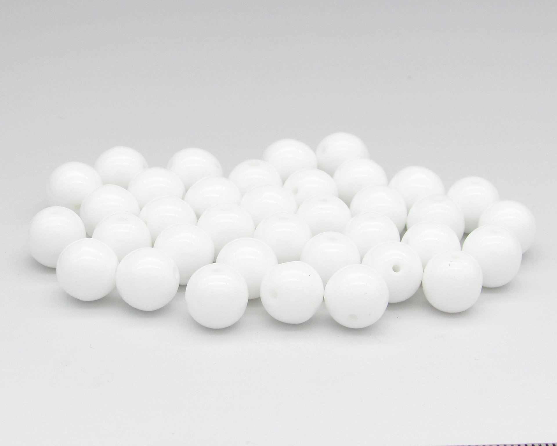 Opaque White Druks, Smooth Round Beads, 6-11mm Vintage Czech Glass Spacers