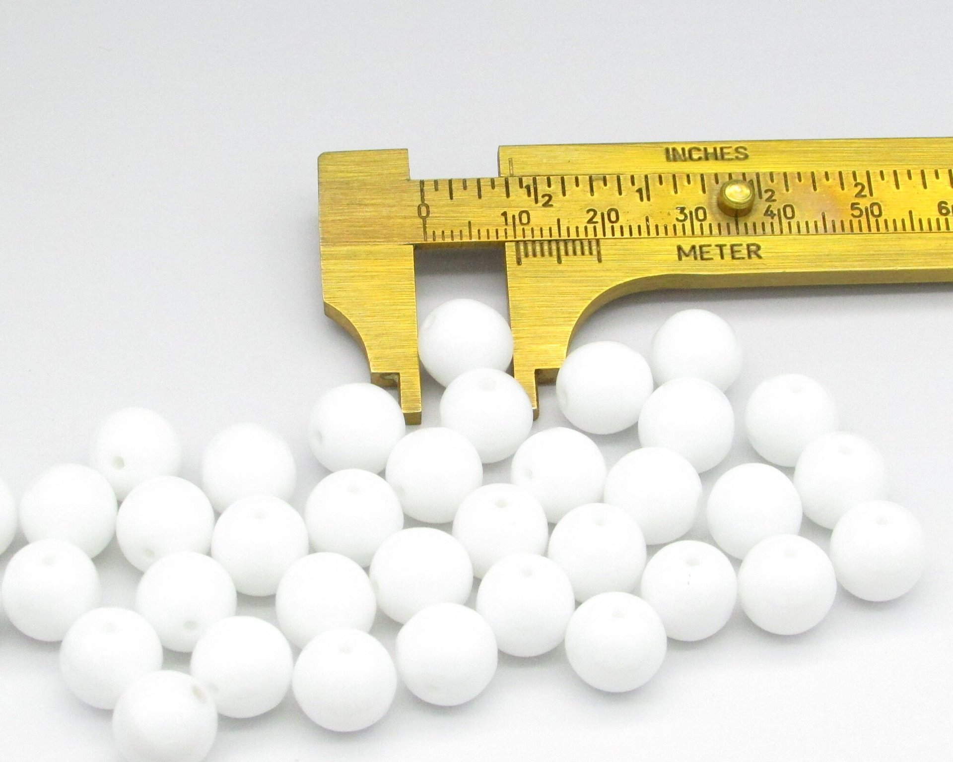 Opaque White Druks, Smooth Round Beads, 6-11mm Vintage Czech Glass Spacers