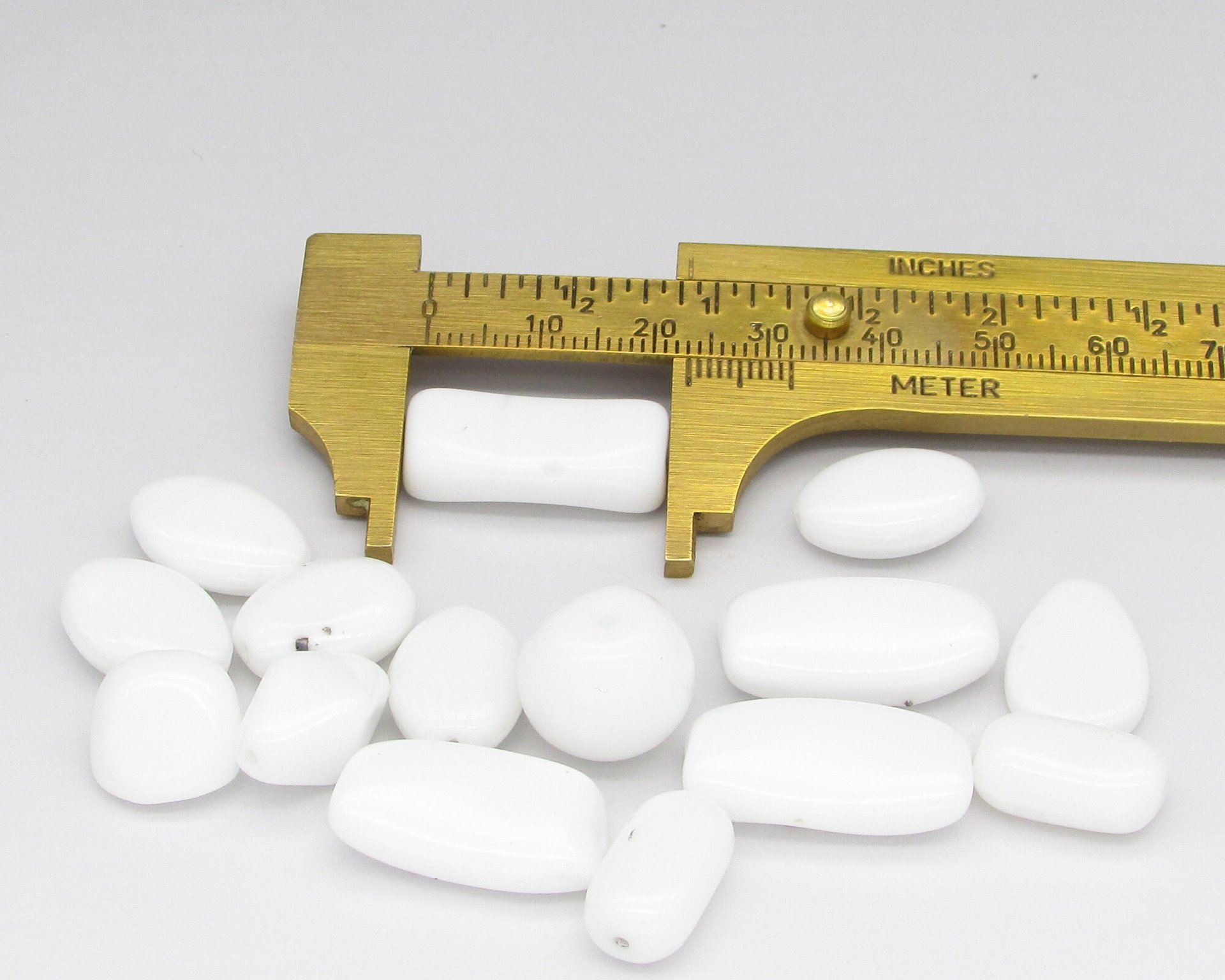 White Bead Mix, Vintage Czech Pressed Glass