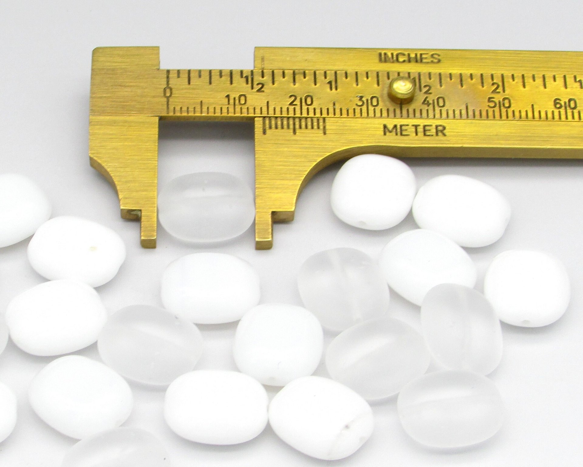 White Bead Mix, Vintage Czech Pressed Glass