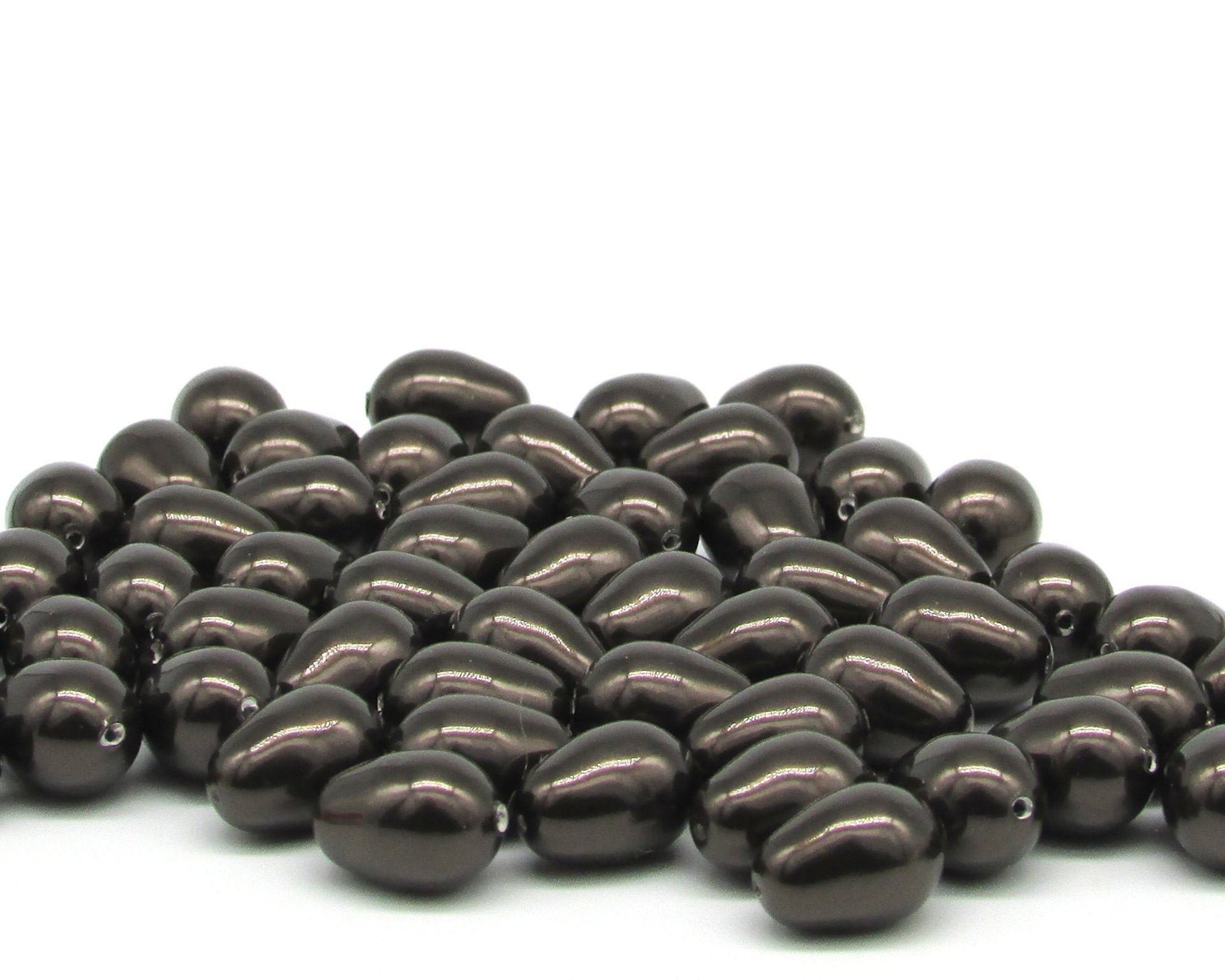 Deep Brown Crystal Pearl Teardrops (10)