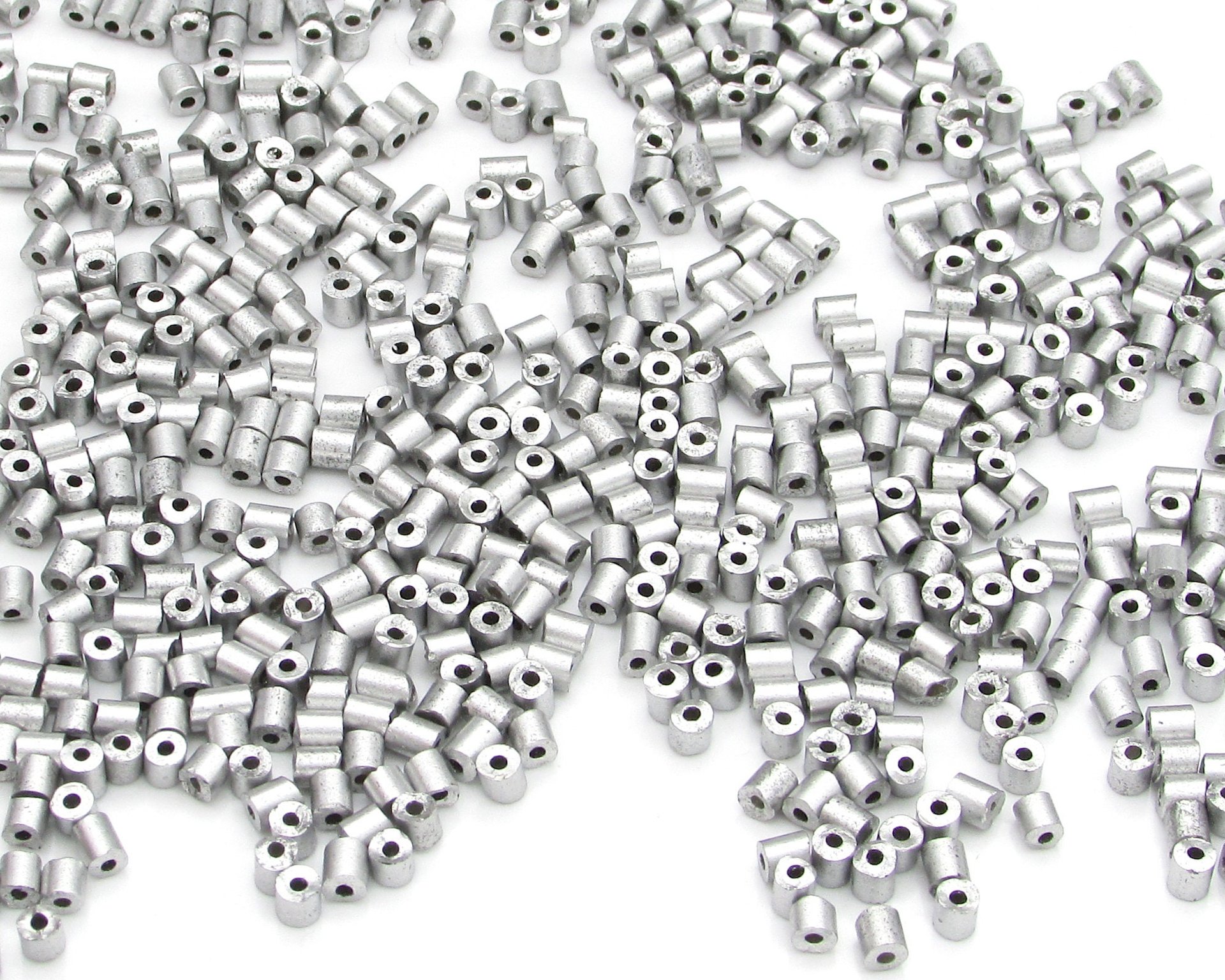 Size 1 Bugle Beads, Matte Aluminum Silver