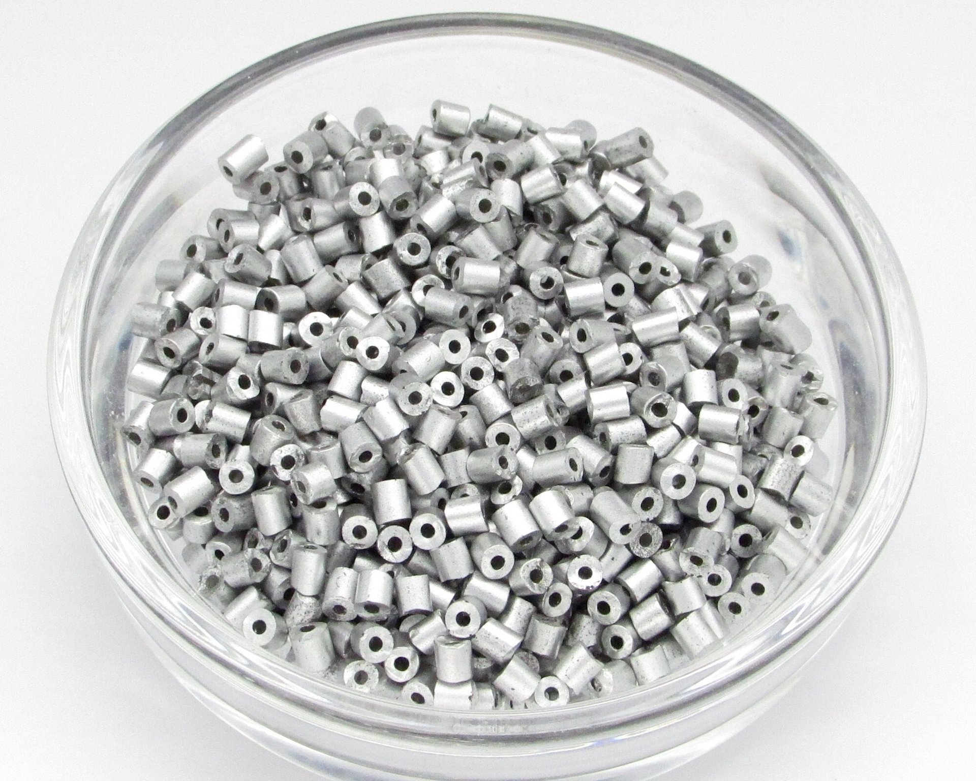 Size 1 Bugle Beads, Matte Aluminum Silver