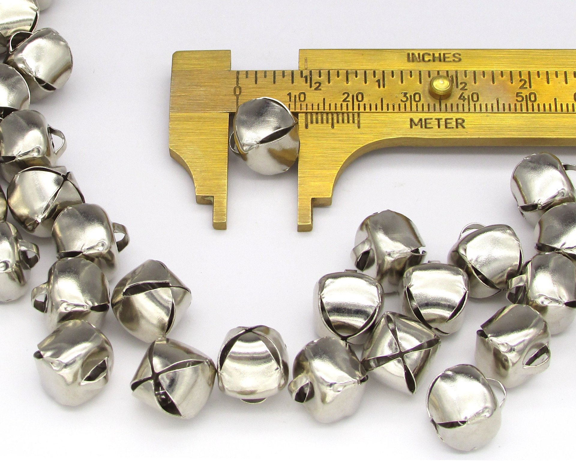 1/2” Jingle Bells, 13mm Round Steel Christmas Embellishments
