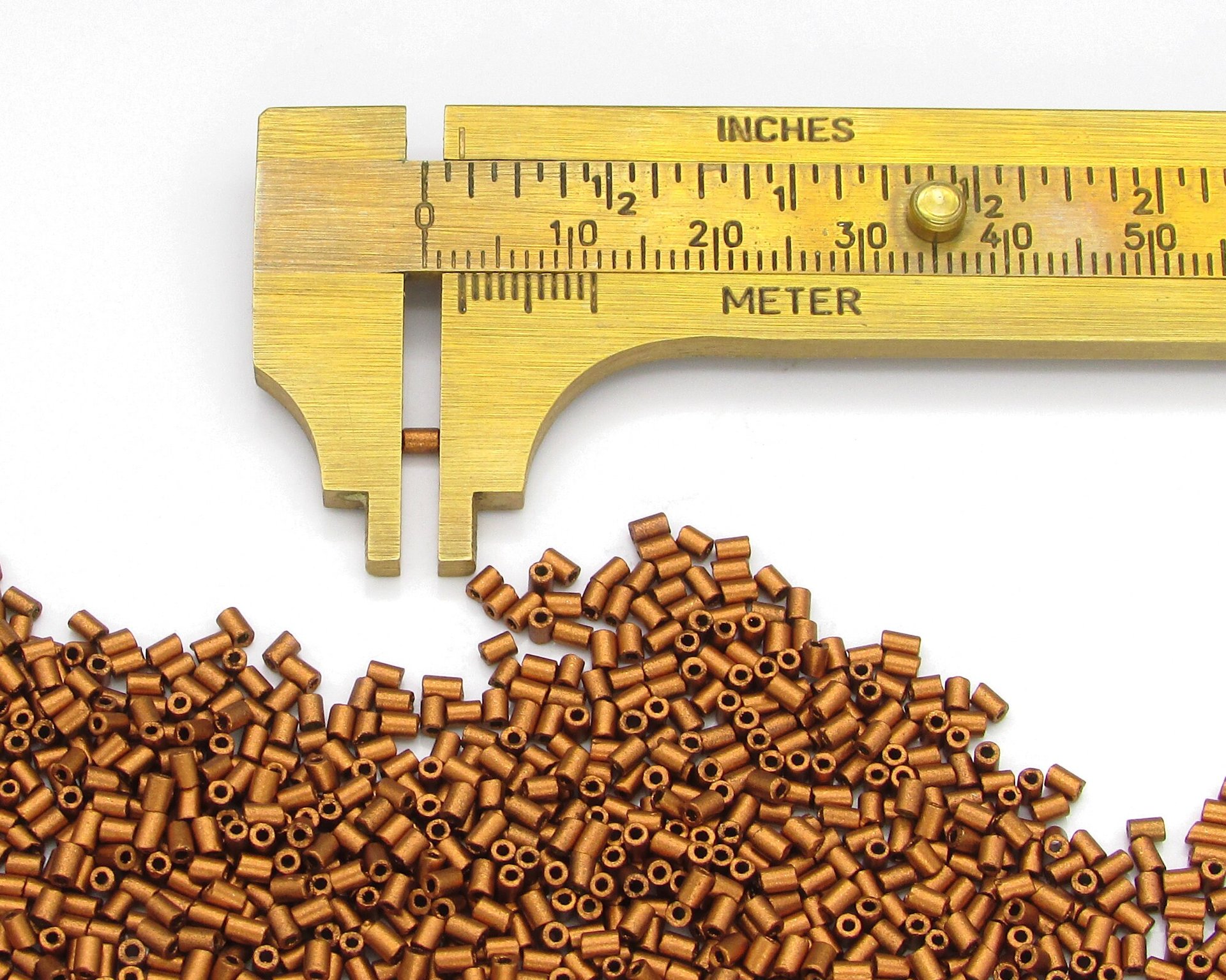 Size 1 Bugle Beads, Matte Copper