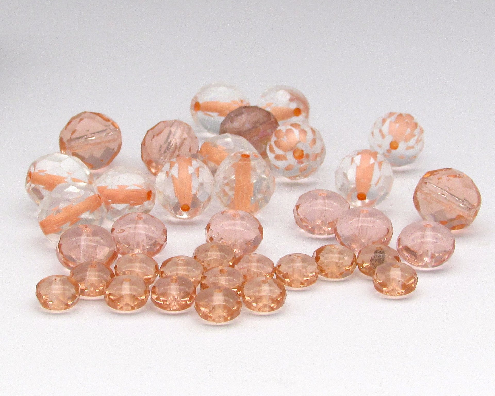 Peach Faceted Glass Bead Mix