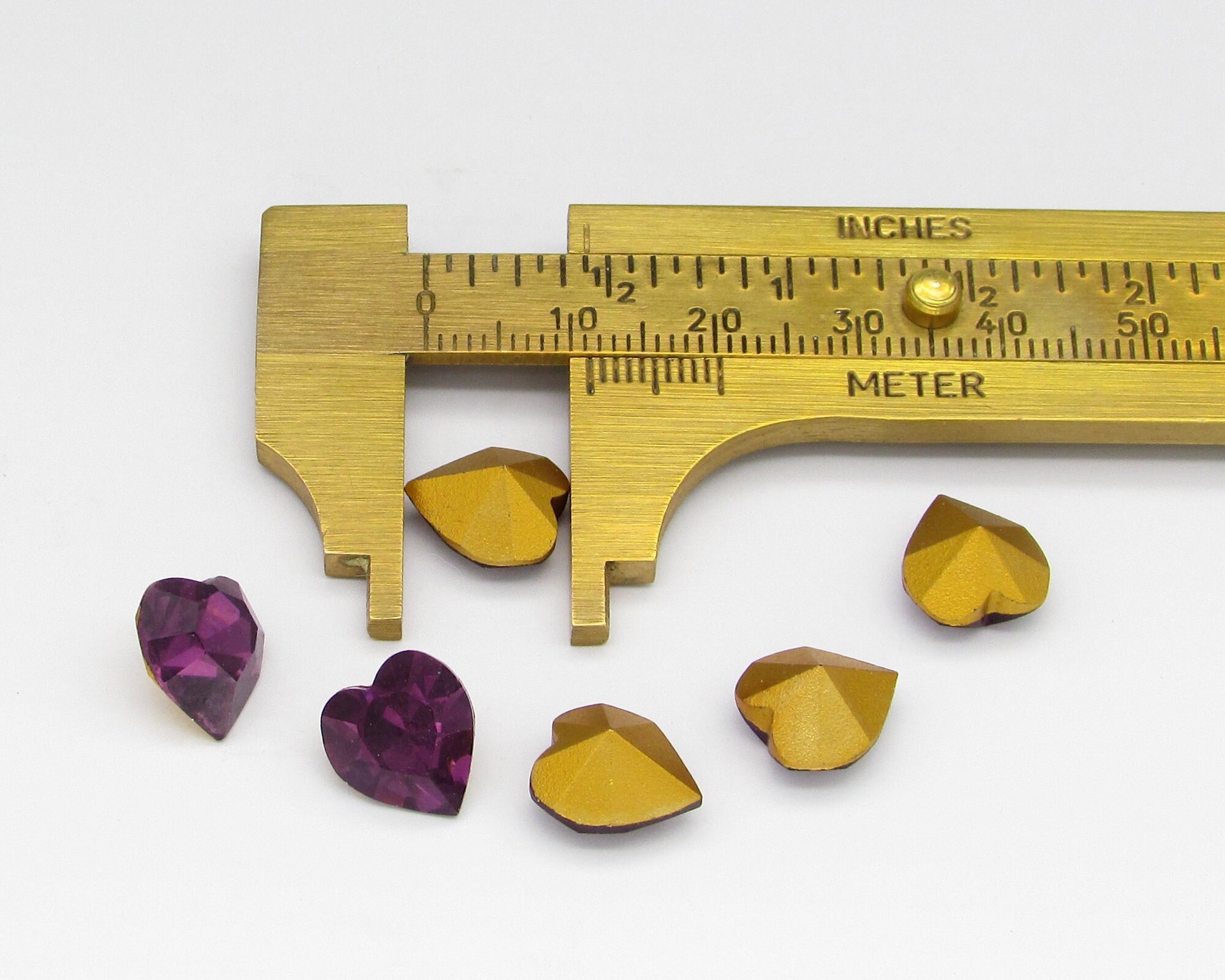 11mm Heart Point Back Rhinestones, Foiled Amethyst Vintage K. S. & Co