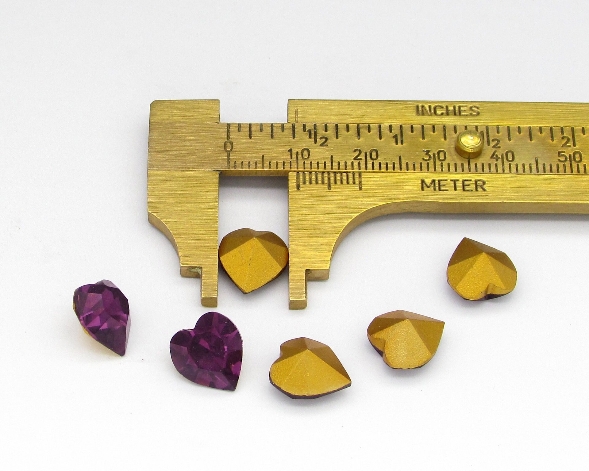 11mm Heart Point Back Rhinestones, Foiled Amethyst Vintage K. S. & Co