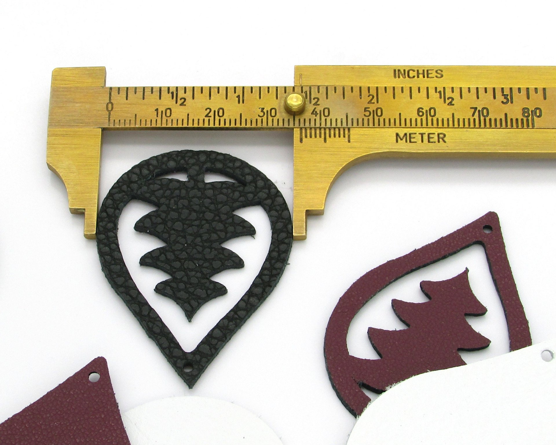 2" Large Teardrops with Pine Tree Cut-Outs, Top Grain Leather