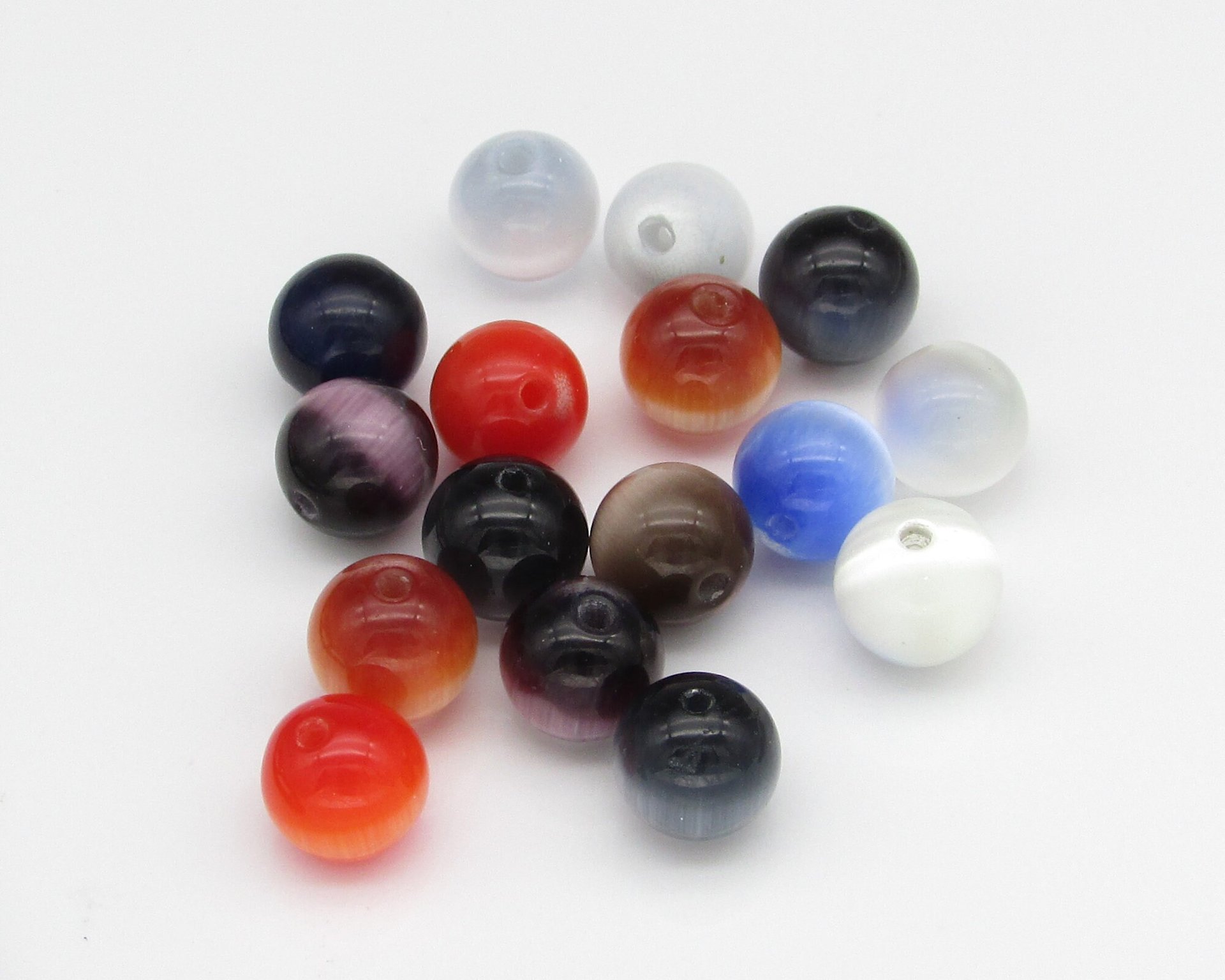 Cat's Eye Fiber Optic Glass Bead Mix