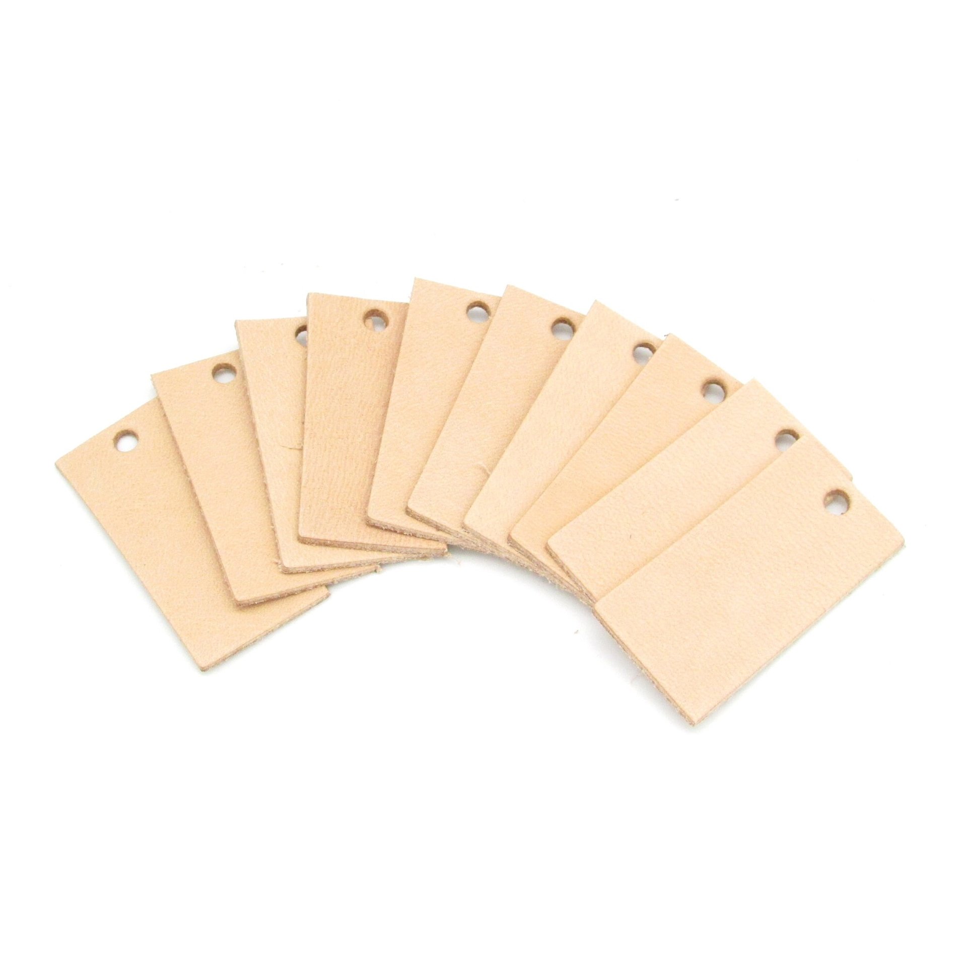 Rectangular Leather Die Cut, 1.5 Inch Beige Vegetable Tan Pendant Blank