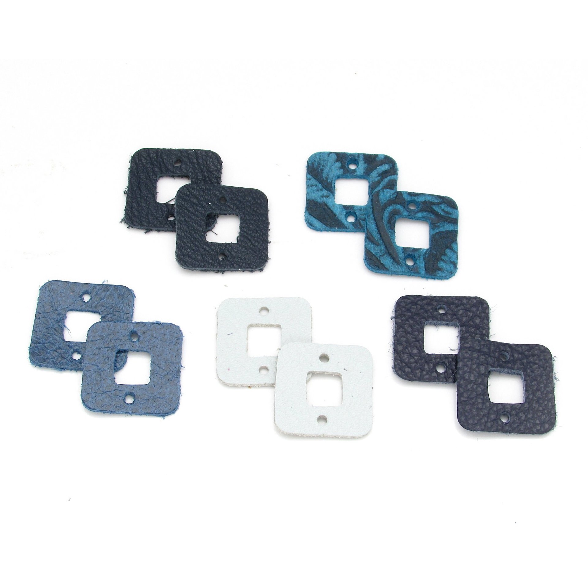 0.75 Inch Square Connectors, Hollow Leather Die Cuts, Upcycled Top Grain Cowhide