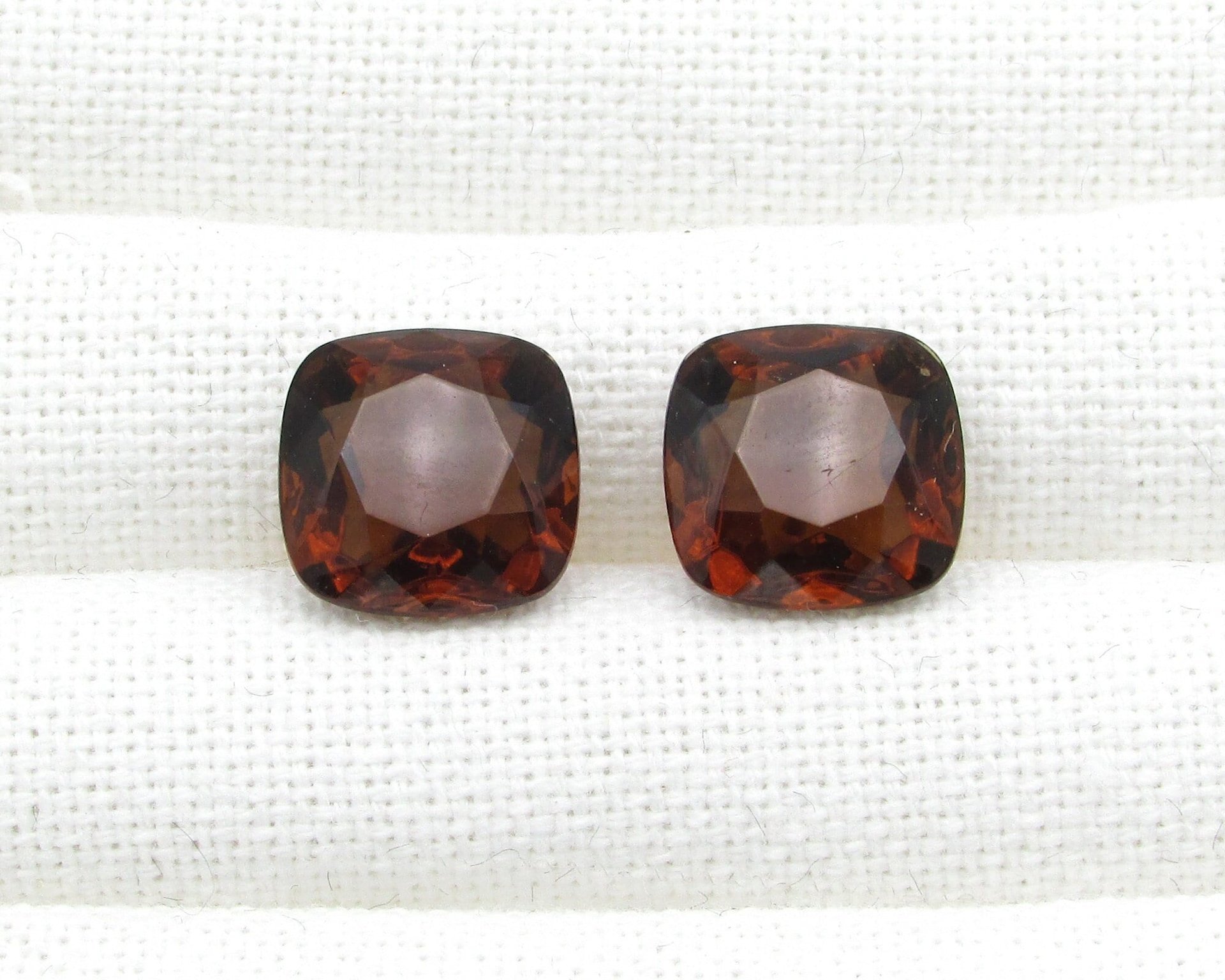 14mm Vintage Square Cushion Rhinestones, Unfoiled Dark Topaz (2)
