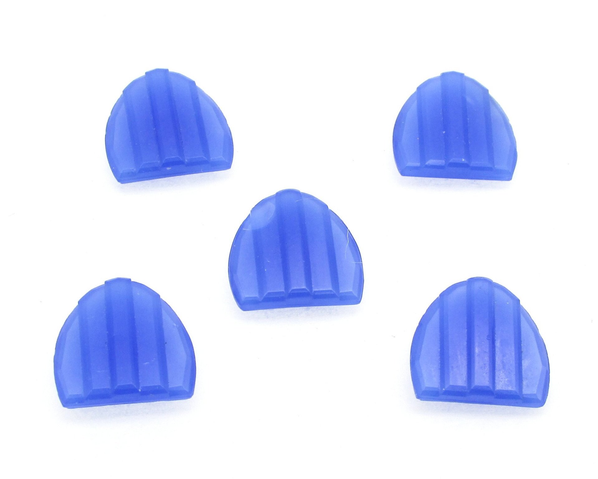 Vintage 14x13mm Shield Rhinestones, Opaque Blue Unfoiled Glass Gems (5)