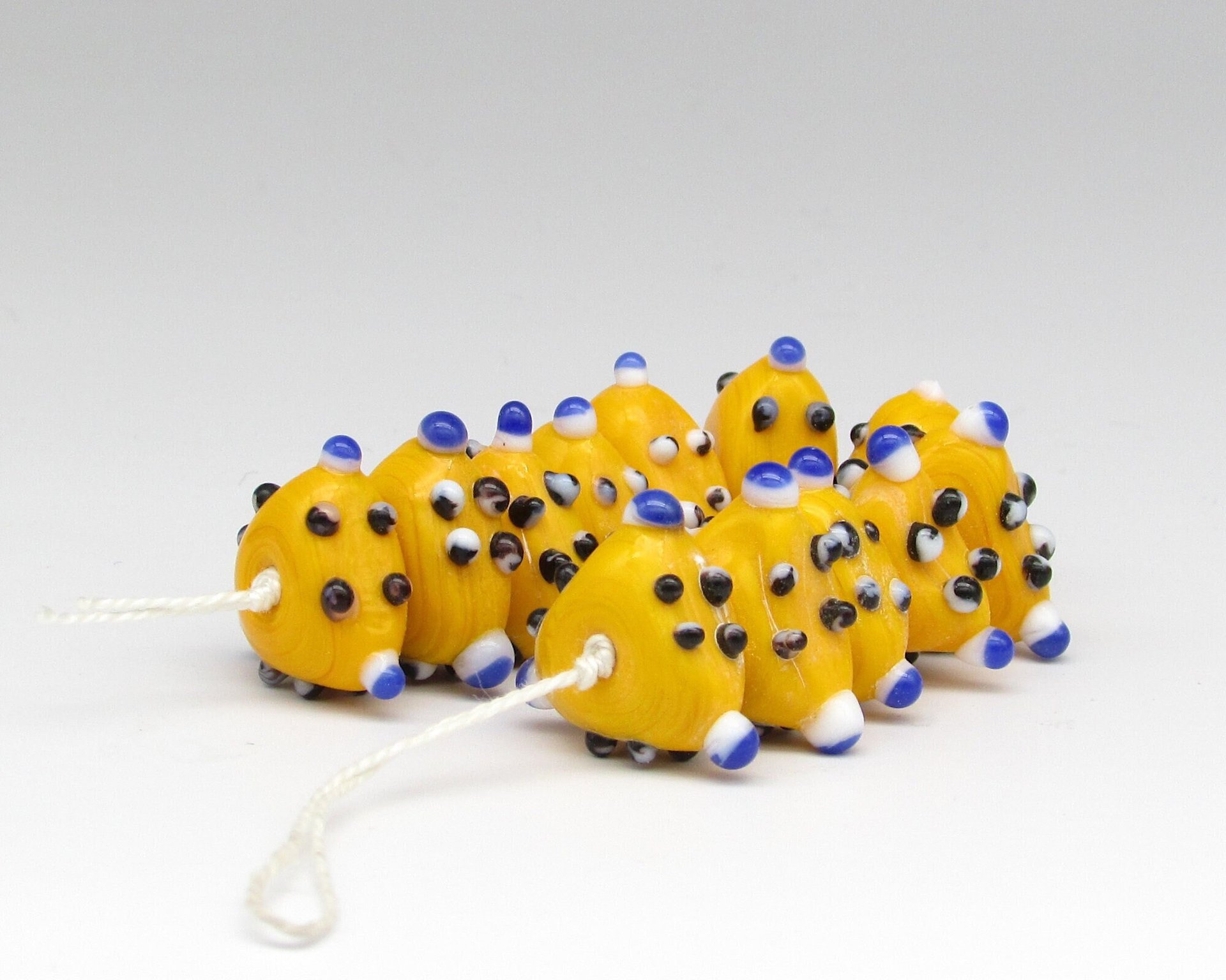 17mm Bumpy Yellow Lampwork Beads
