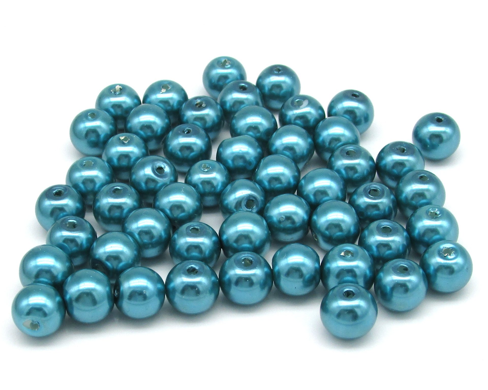 8mm Round Faux Pearls, Opaque Coated Glass Lustre Beads, Medium Spacers (50)