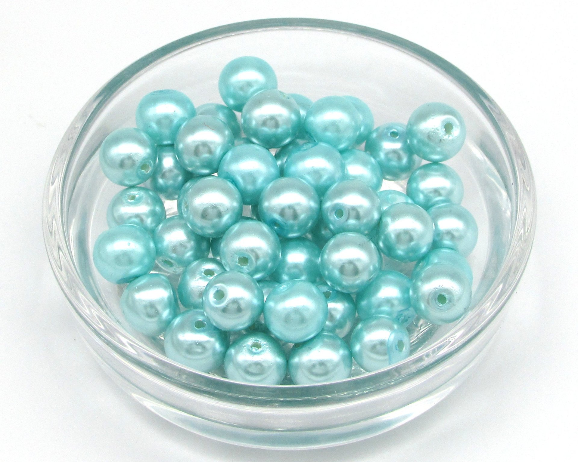 8mm Round Faux Pearls, Opaque Coated Glass Lustre Beads, Medium Spacers (50)