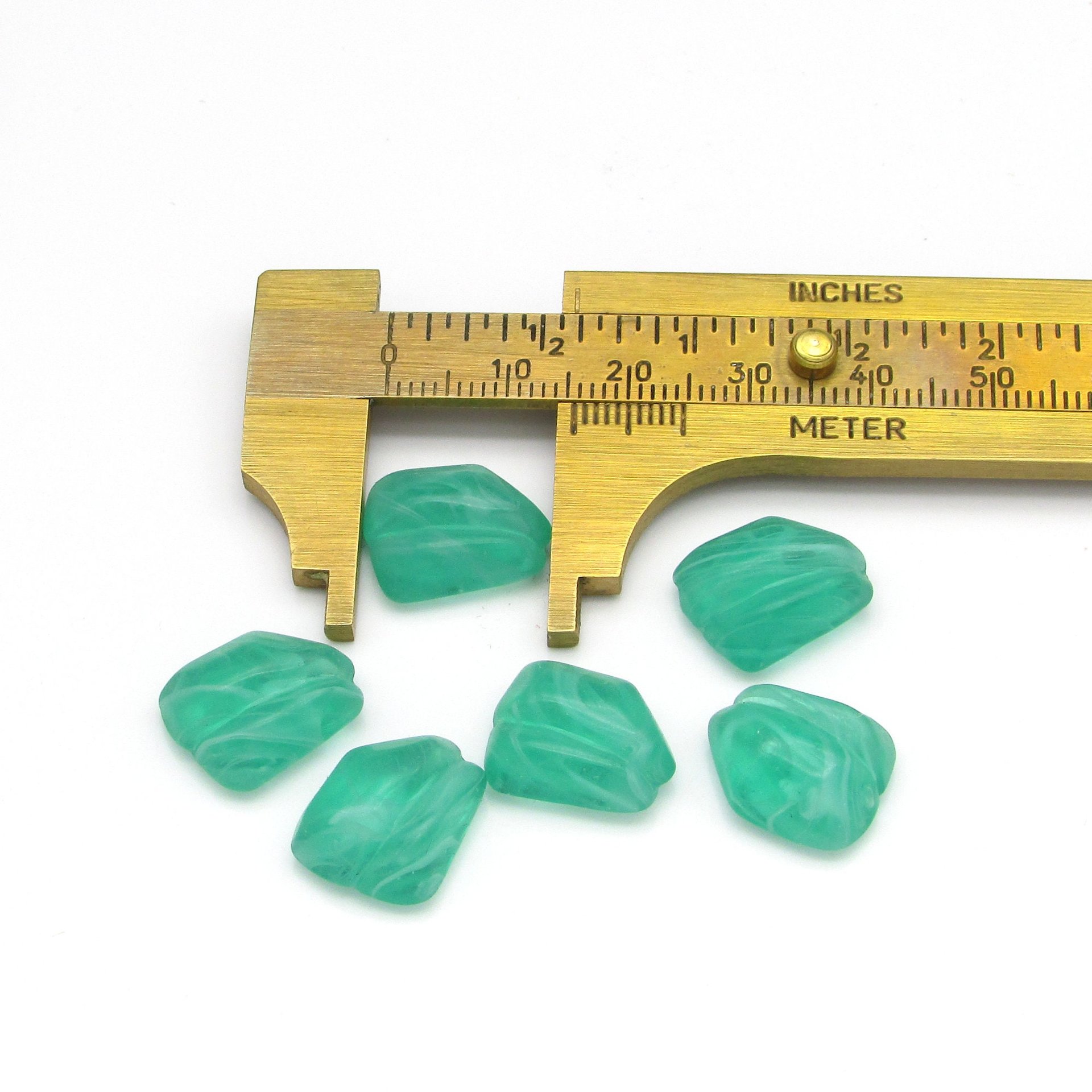 Vintage Emerald Porphyr Lampwork Cabochons with Wrapping Channel