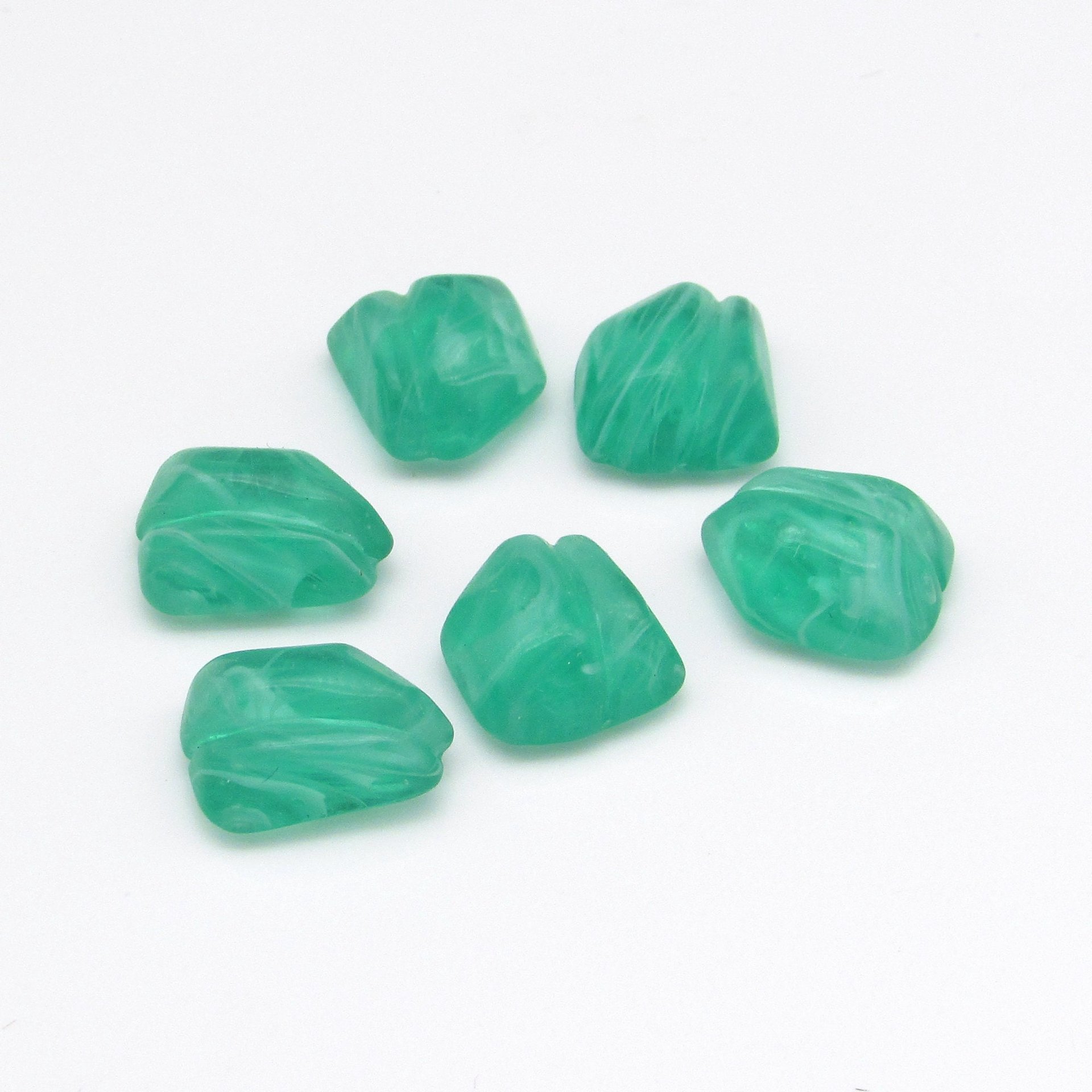 Vintage Emerald Porphyr Lampwork Cabochons with Wrapping Channel