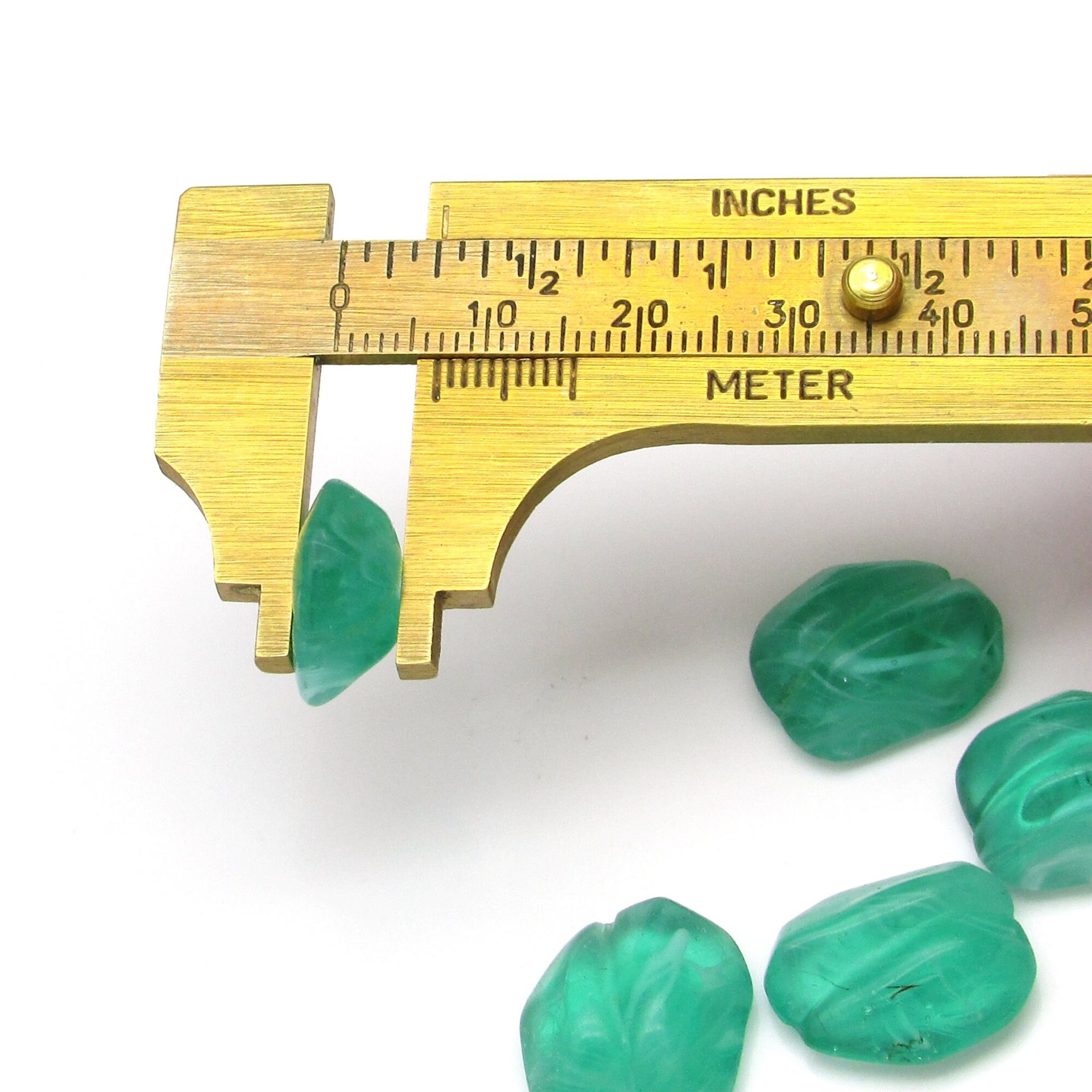 Vintage Emerald Porphyr Lampwork Cabochons with Wrapping Channel