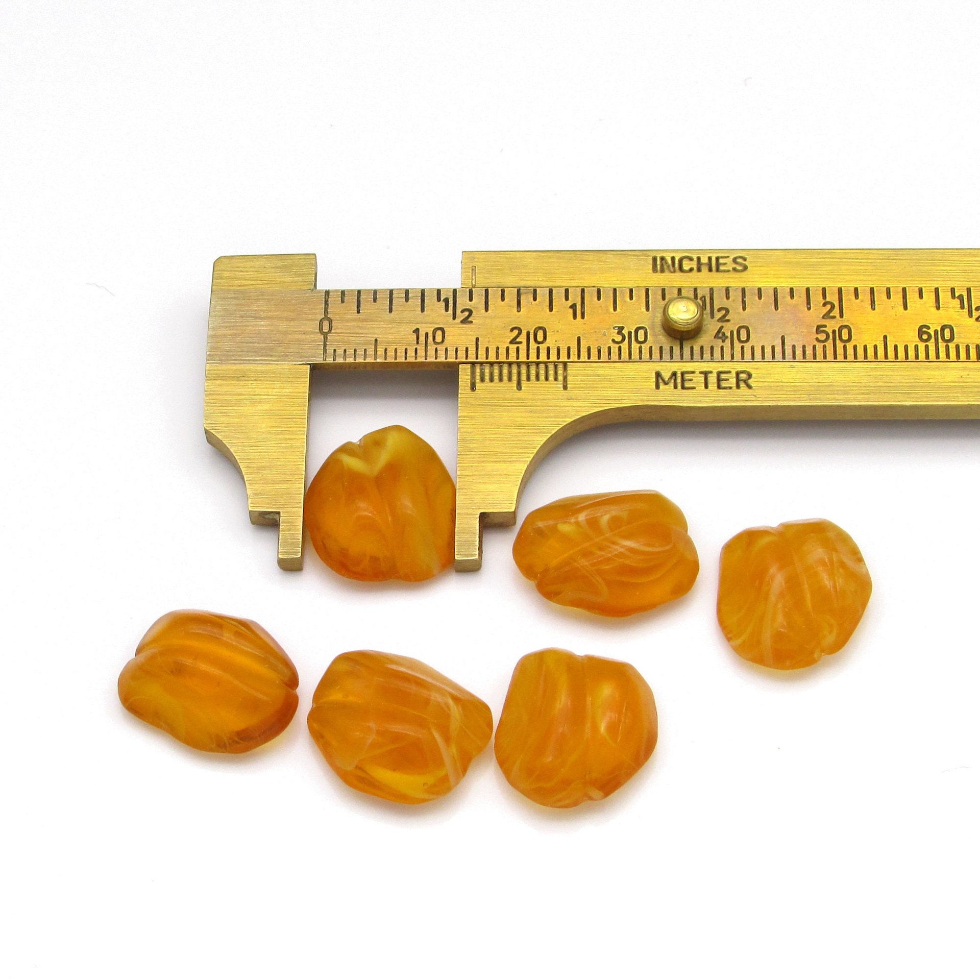 Vintage Topaz Porphyr Glass Cabochons with Wrapping Channel
