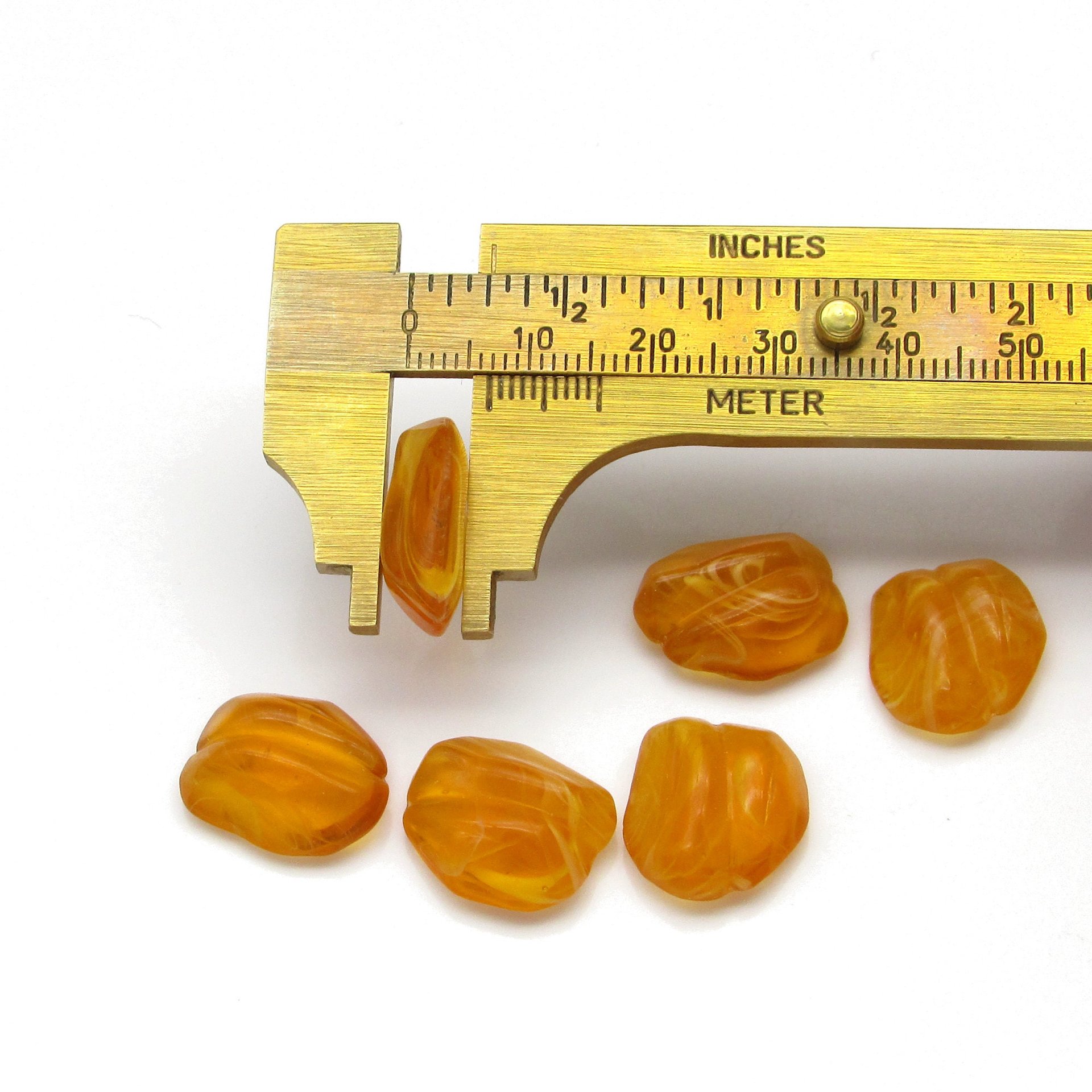 Vintage Topaz Porphyr Glass Cabochons with Wrapping Channel