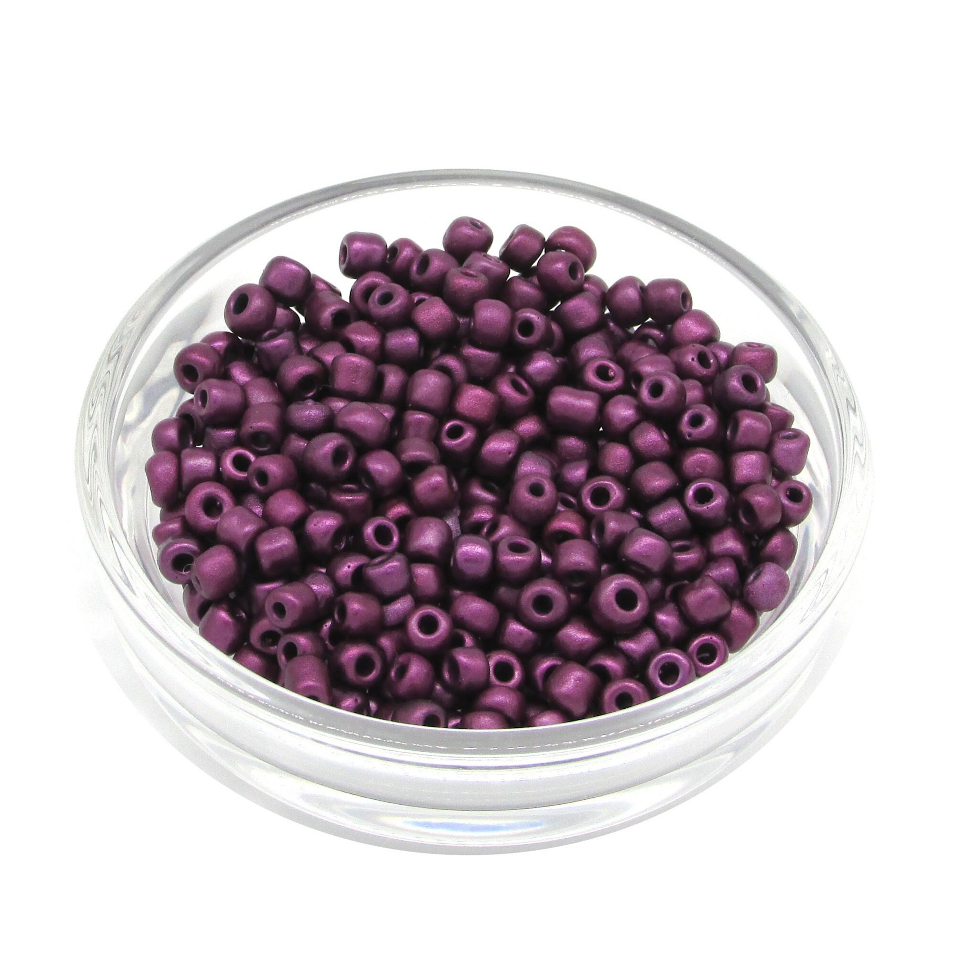 6/0 Seed Beads, Opaque Purple Metallic Suede