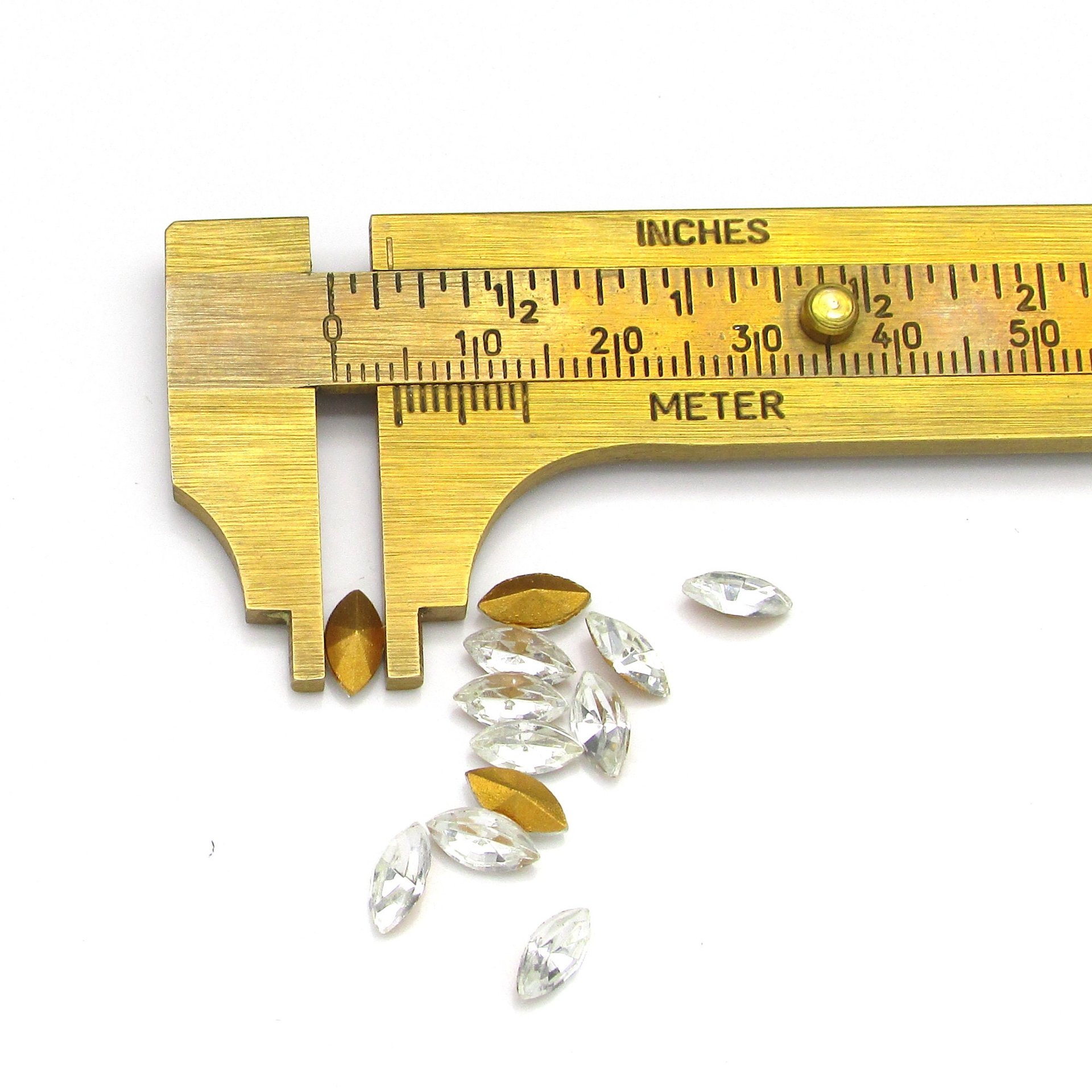 Rhinestone Navettes, 10x5mm 8x4mm Tin Table Cut Marquise
