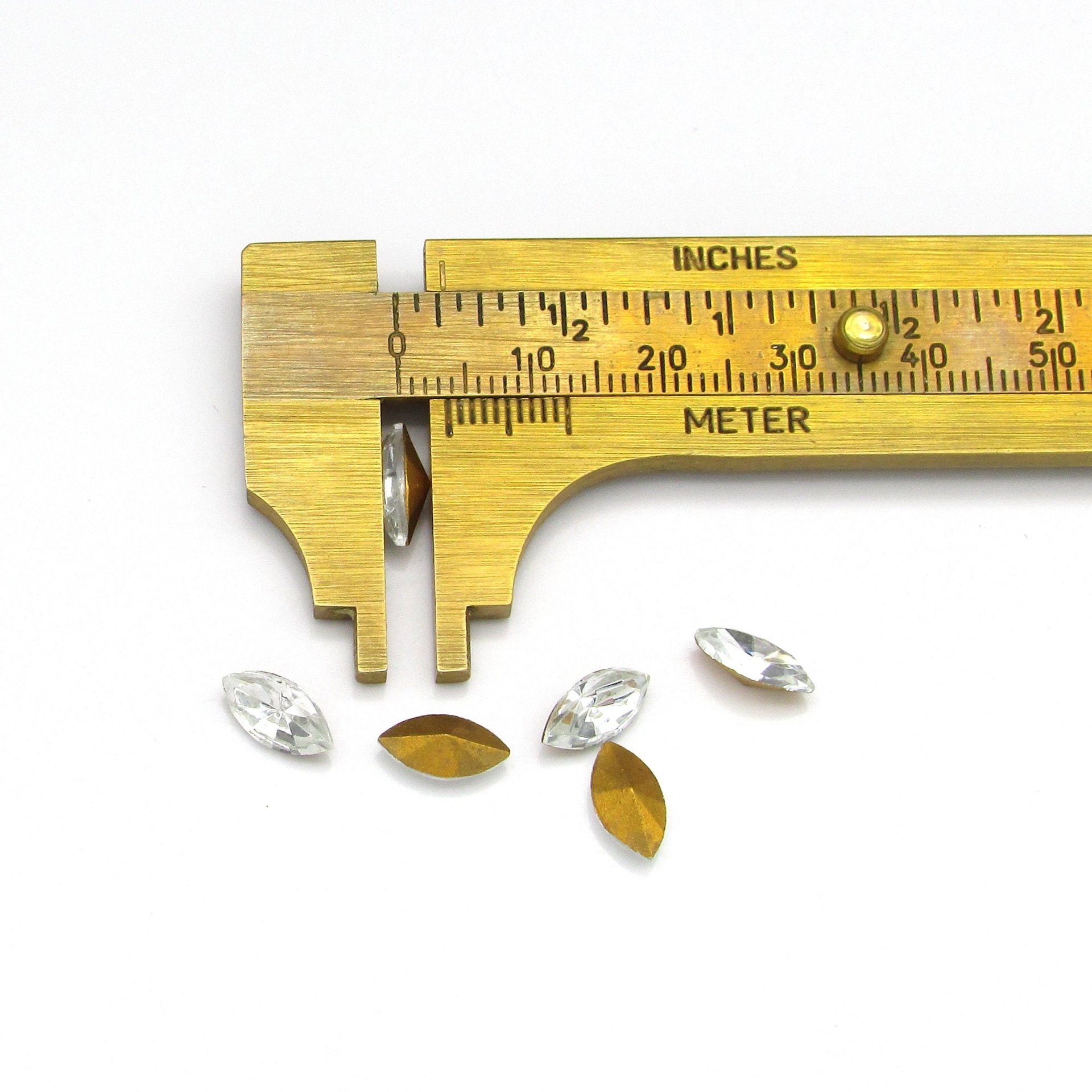 Rhinestone Navettes, 10x5mm 8x4mm Tin Table Cut Marquise