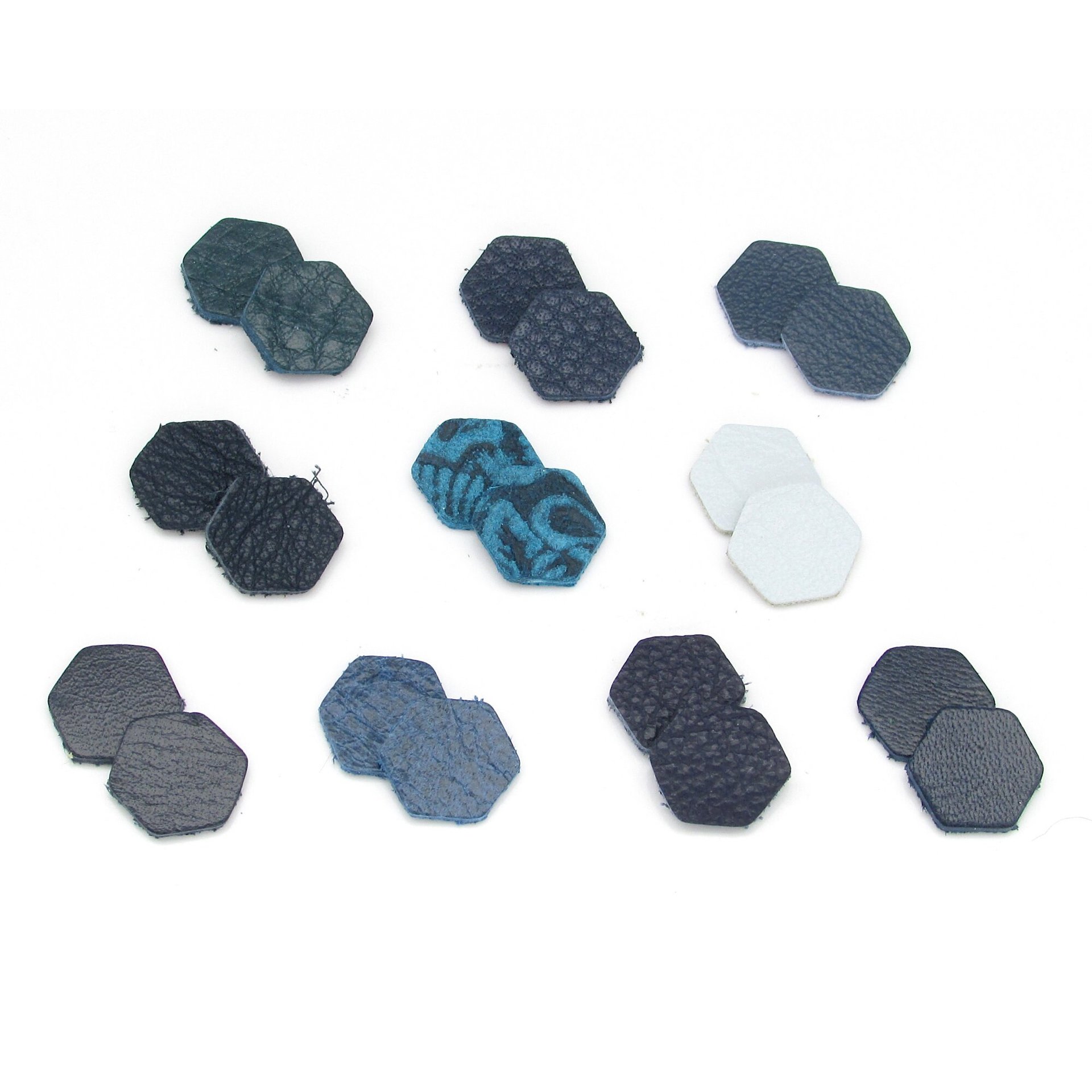 Small Leather Hexagons, 0.5 Inch Die Cuts from Upcycled Scraps