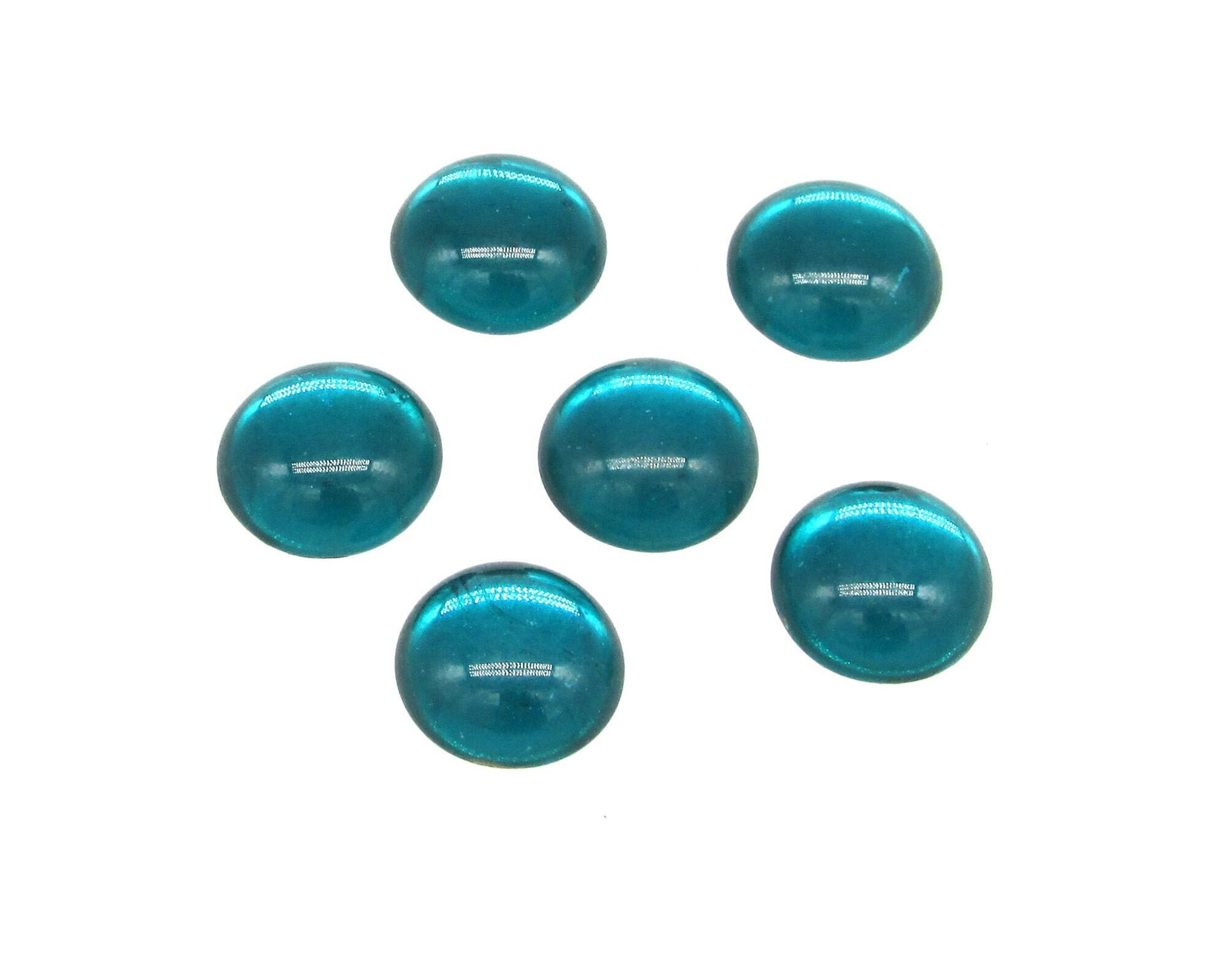 11mm Round Foiled Aqua Glass Cabochons