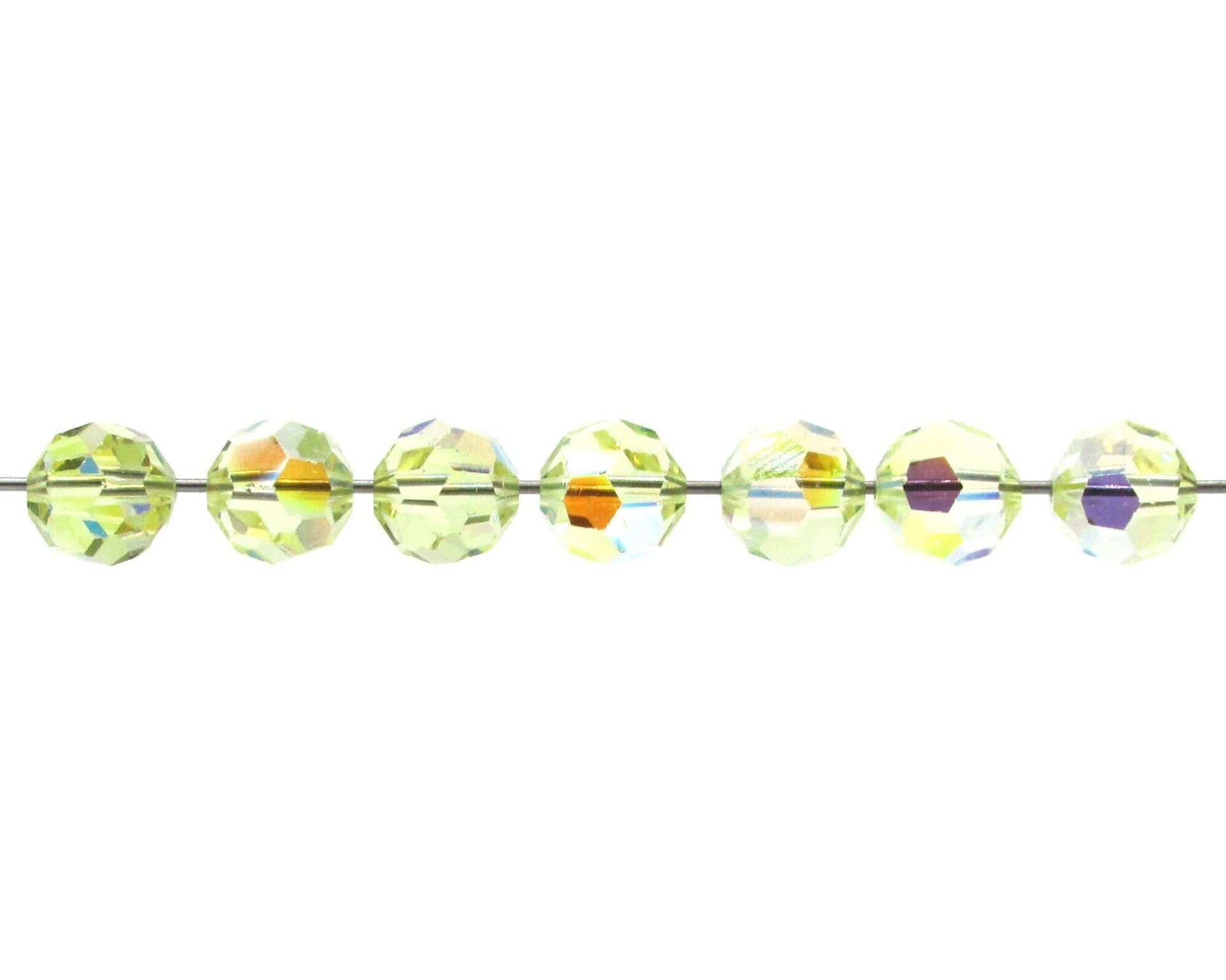 8mm Faceted Round Beads, Vintage Jonquil AB Machine-Cut Crystal Spacers