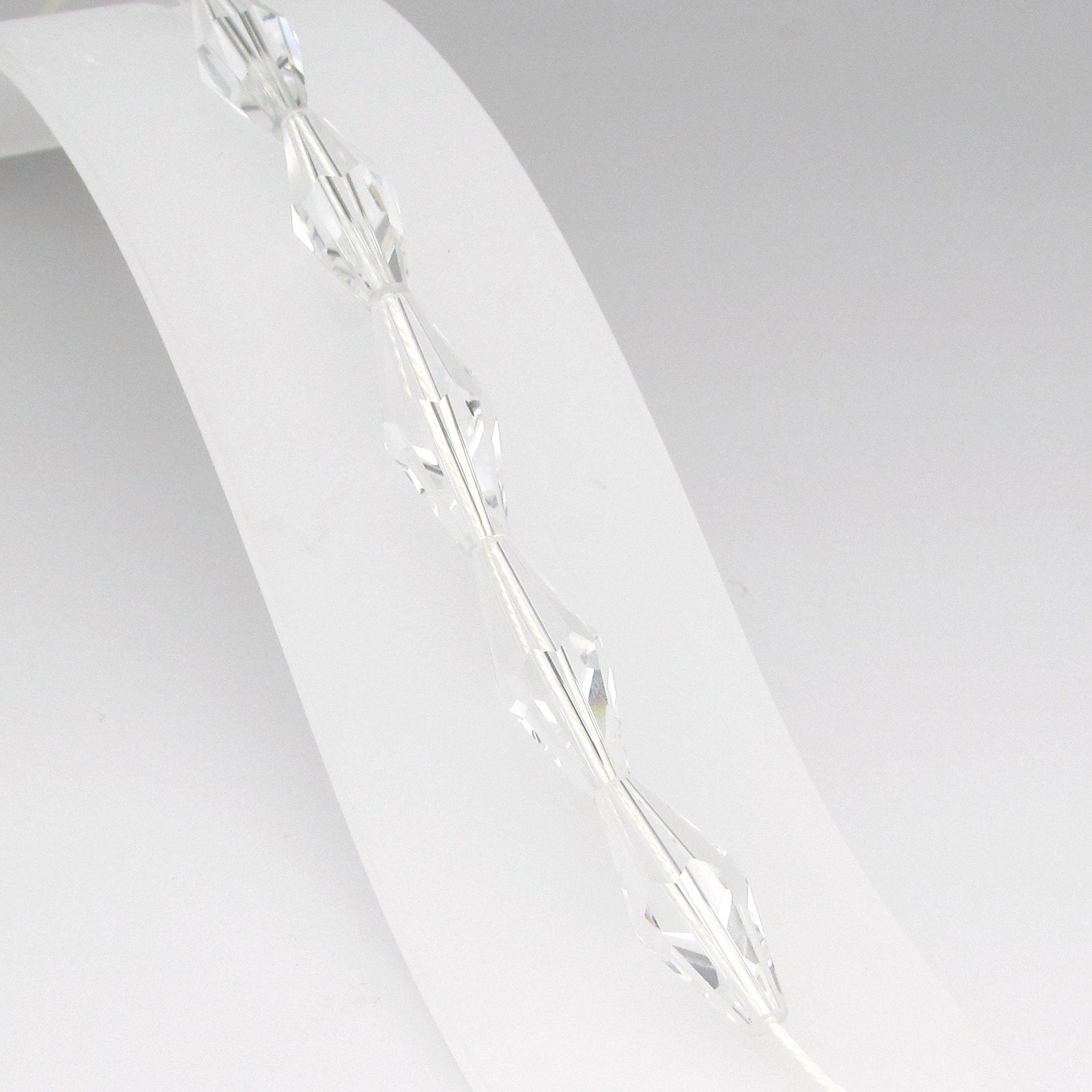 Faceted Crystal Oat Beads 25mm Elongated Bicones