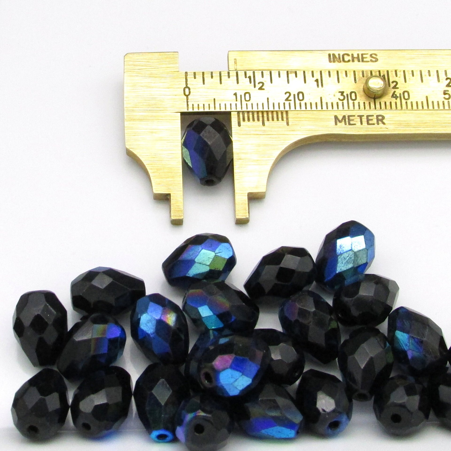 13x10mm Jet AB Faceted Teardrop Beads