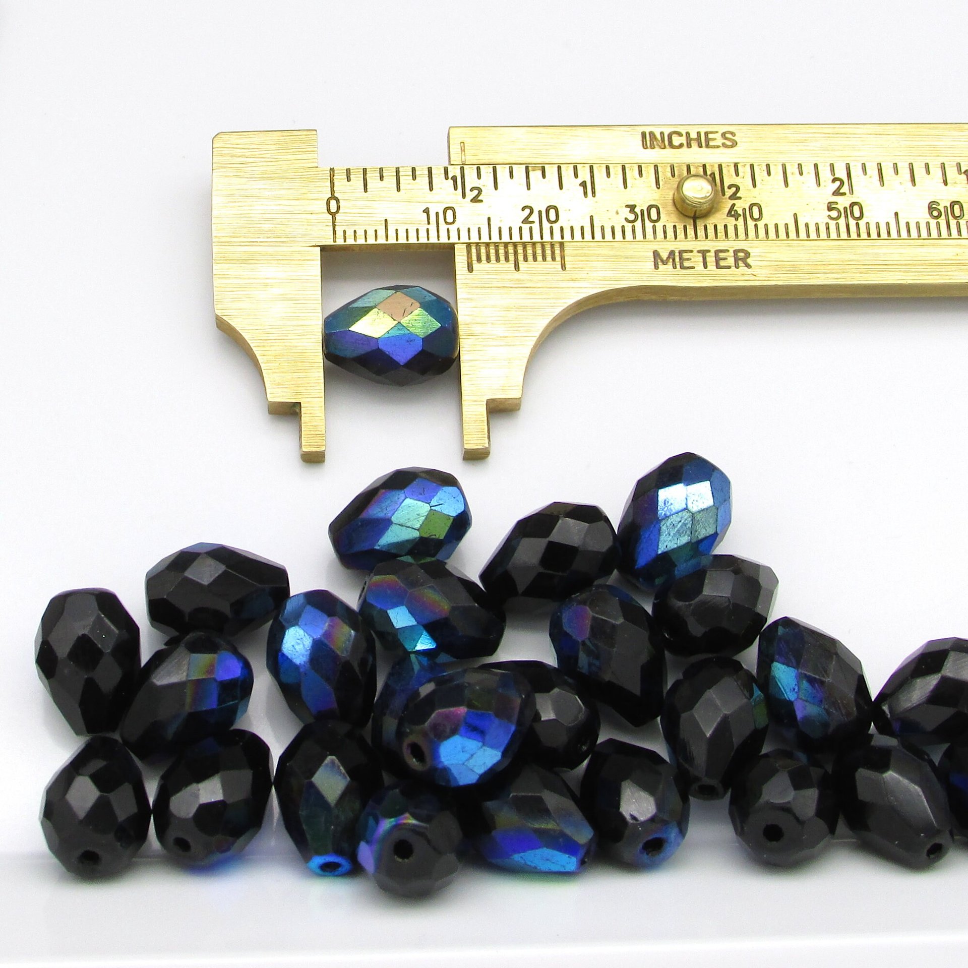 13x10mm Jet AB Faceted Teardrop Beads