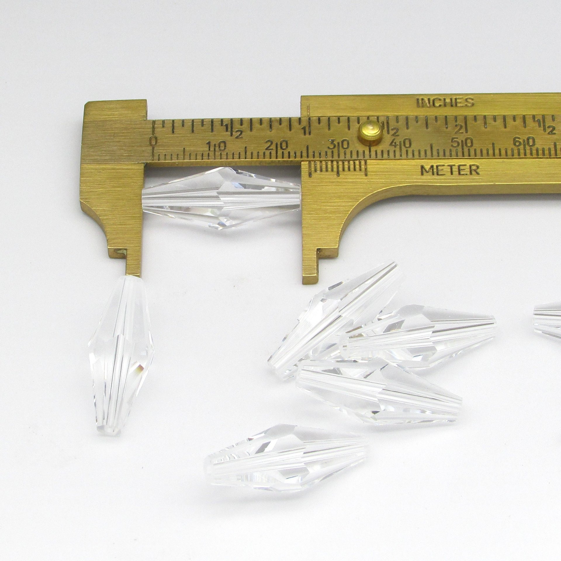 Faceted Crystal Oat Beads 25mm Elongated Bicones